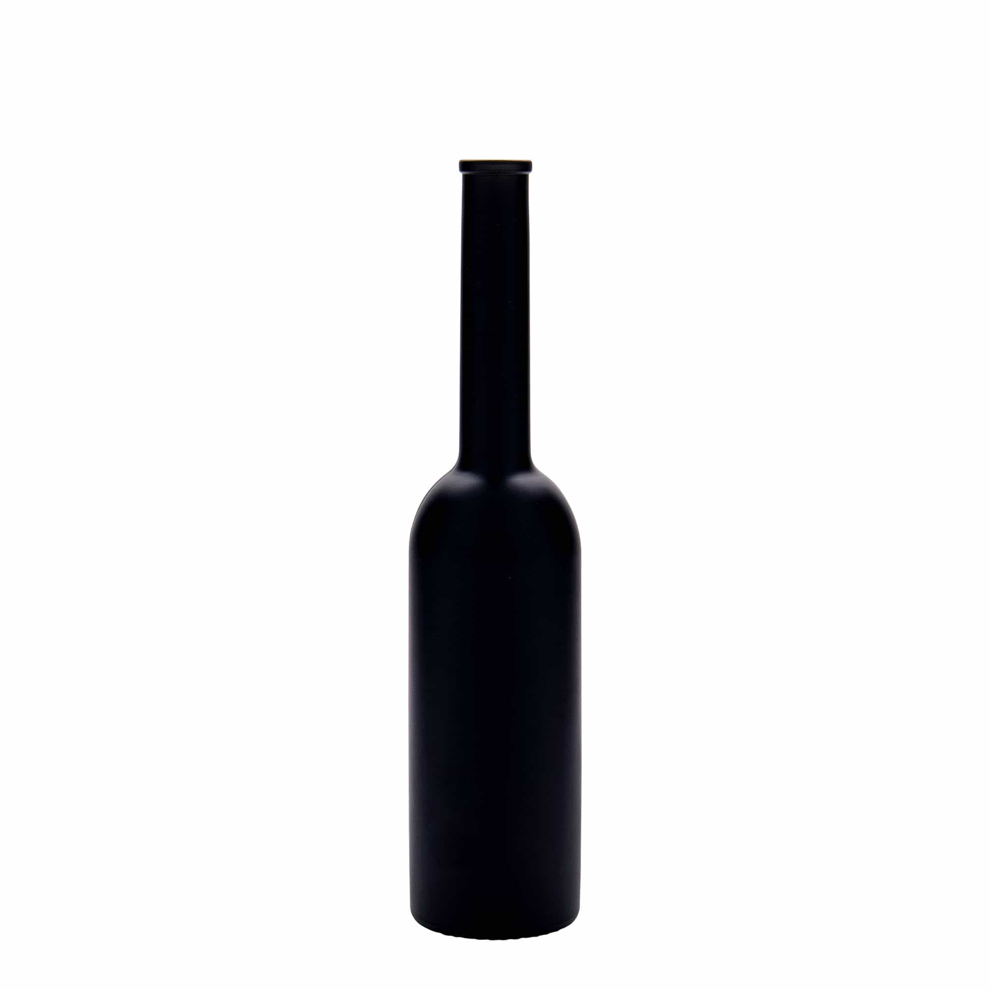 200 ml Glasflasche „Opera“, schwarz, Mündung: Kork