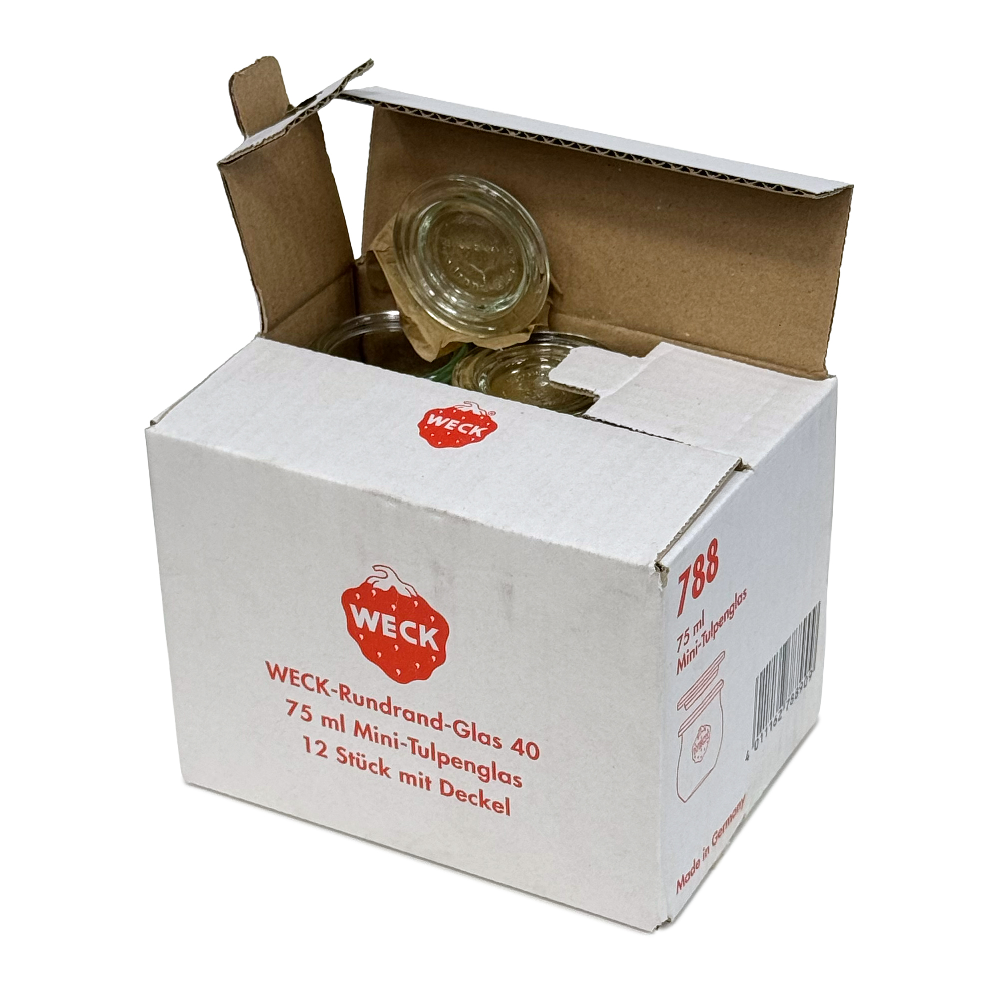12x 75 ml WECK-Tulpenglas mit Glasdeckel RR 40