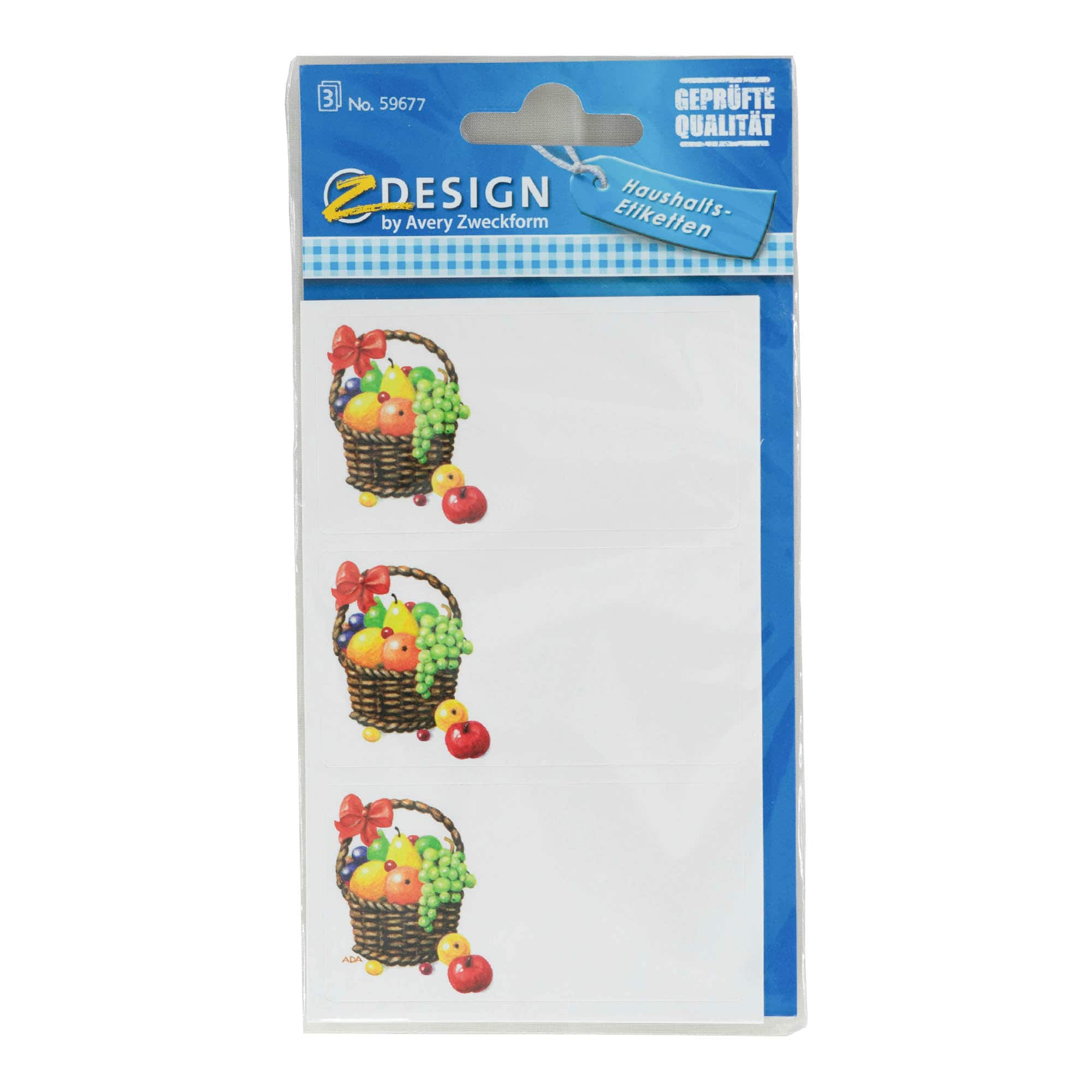 Zweckform Etiketten „Früchtekorb“, rechteckig, Papier, mehrfarbig
