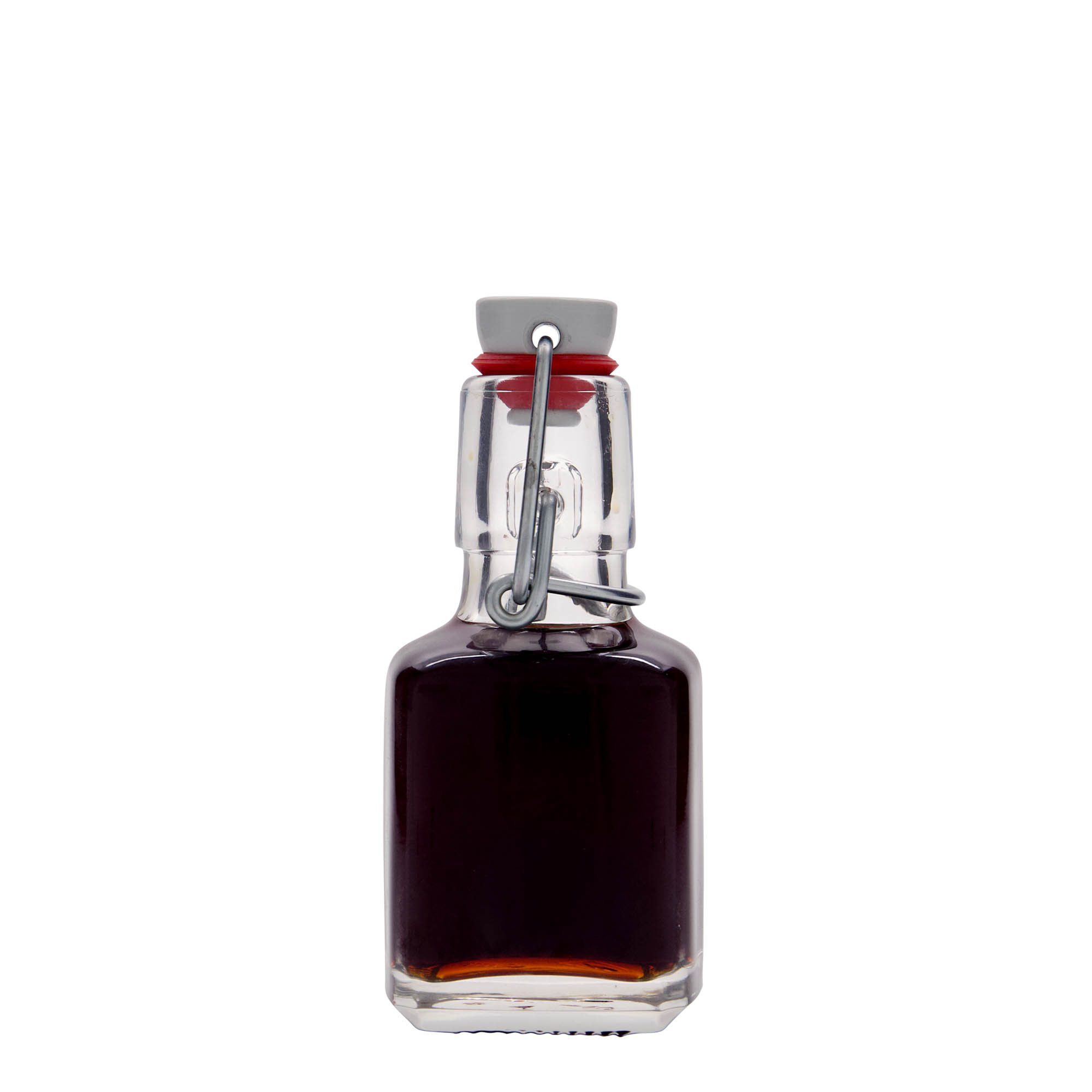 100 ml Glasflasche 'Kubica', quadratisch, Mündung: Bügelverschluss 100 ml Glasflasche 'Kubica', quadratisch, Mündung: Bügelverschluss