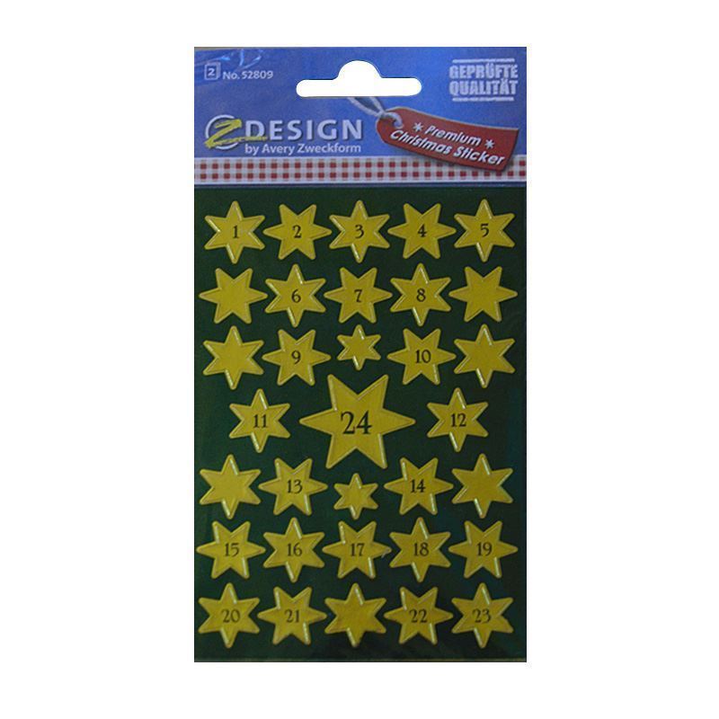 Zweckform Sticker 'Adventskalender 1-24', Papier, gold Zweckform Sticker 'Adventskalender 1-24', Papier, gold