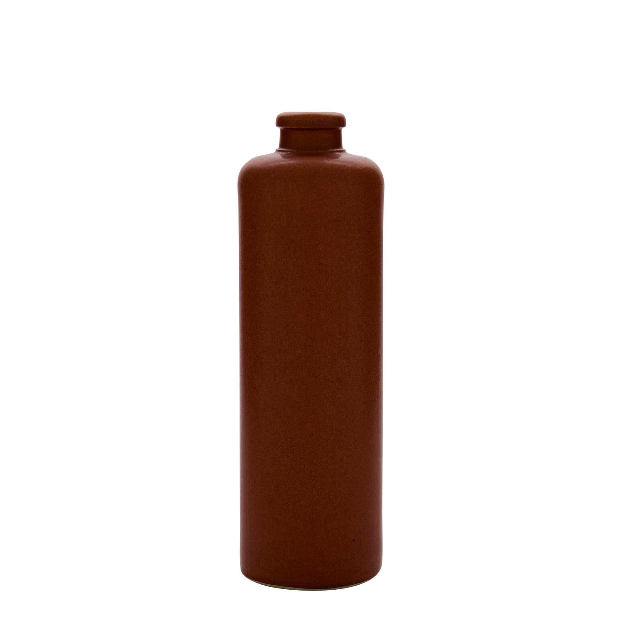 500 ml Tonkrug, Steinzeug, rot-braun, Mündung: Kork