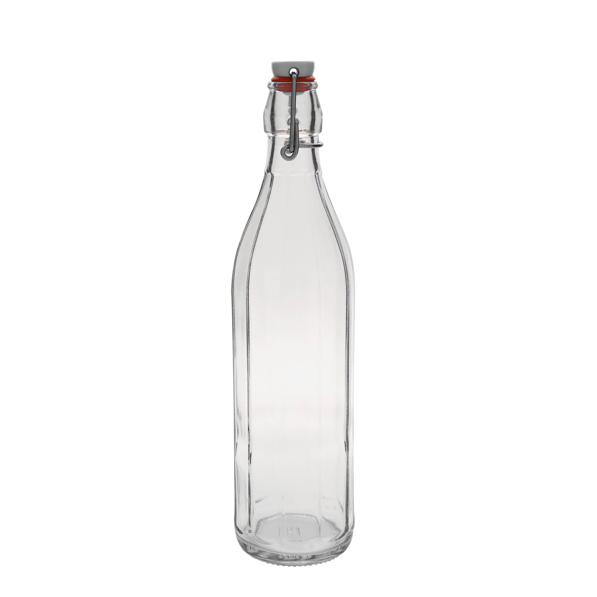 750 ml Glasflasche „Bravo“, zehneckig, Mündung: Bügelverschluss