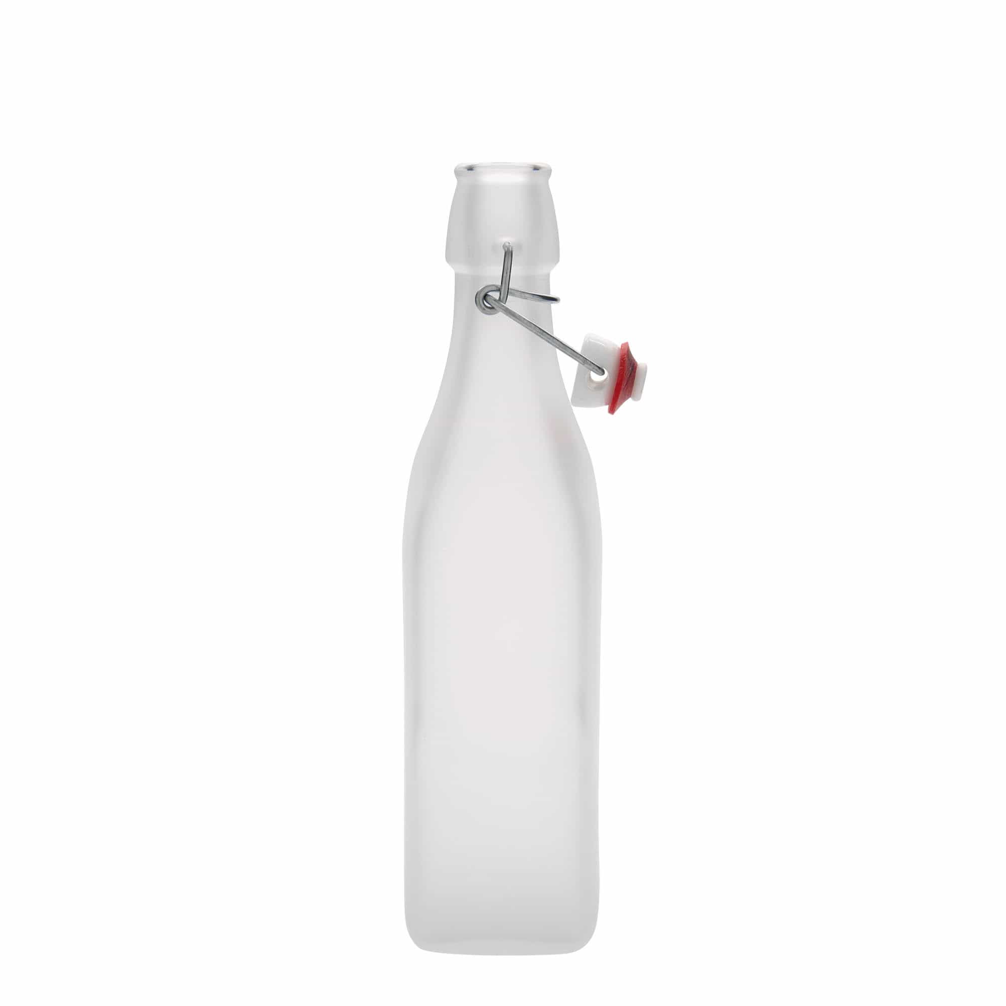 500 ml Glasflasche 'Swing, quadratisch, weiß, Mündung: Bügelverschluss 500 ml Glasflasche 'Swing, quadratisch, weiß, Mündung: Bügelverschluss
