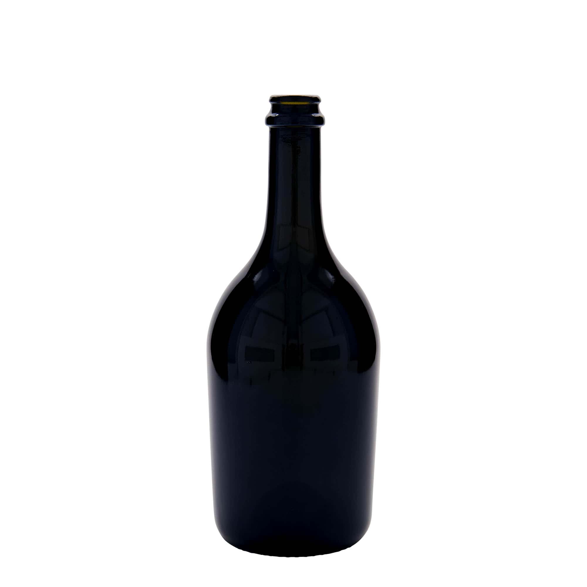 750 ml Bier-/Sektflasche „Butterfly“, Glas, antikgrün, Mündung: Kronkorken