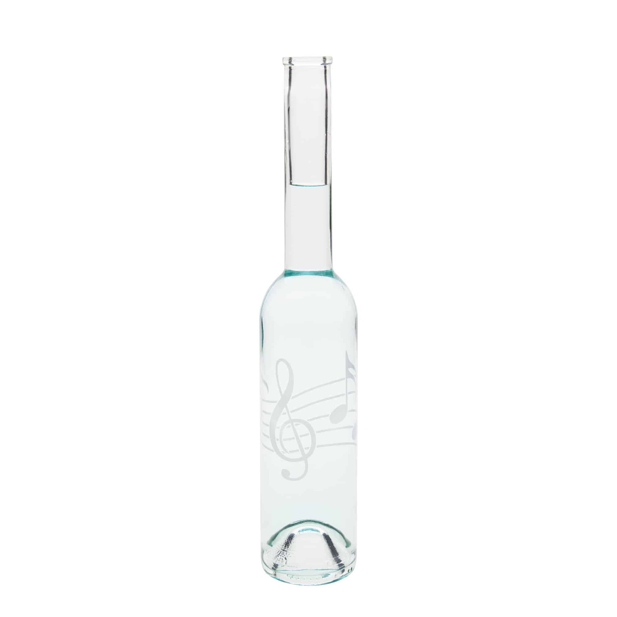 350 ml Glasflasche 'Opera', Motiv: Musiknoten, Mündung: Kork 350 ml Glasflasche 'Opera', Motiv: Musiknoten, Mündung: Kork