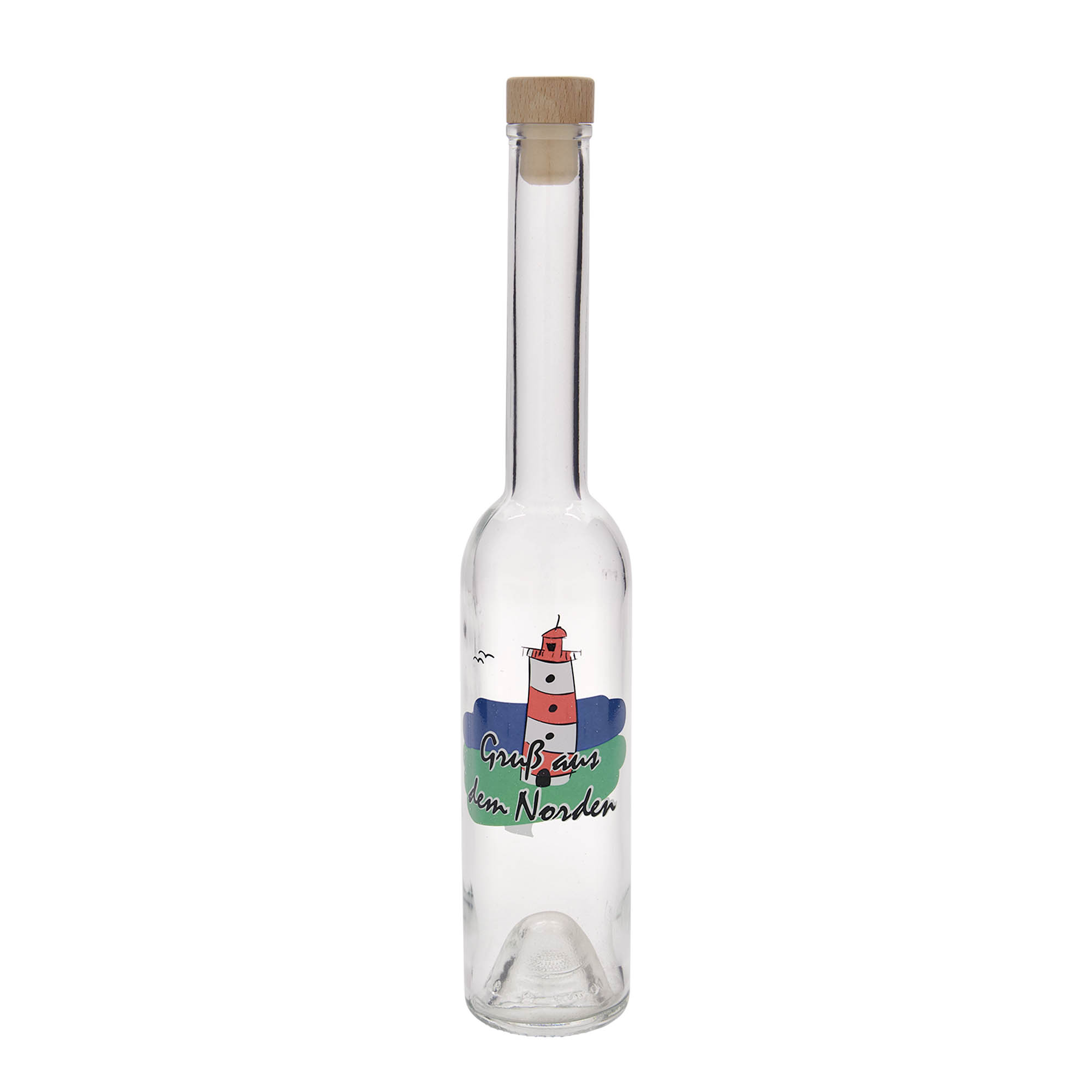 350 ml Glasflasche 'Opera', Motiv: Norden, Mündung: Kork 350 ml Glasflasche 'Opera', Motiv: Norden, Mündung: Kork