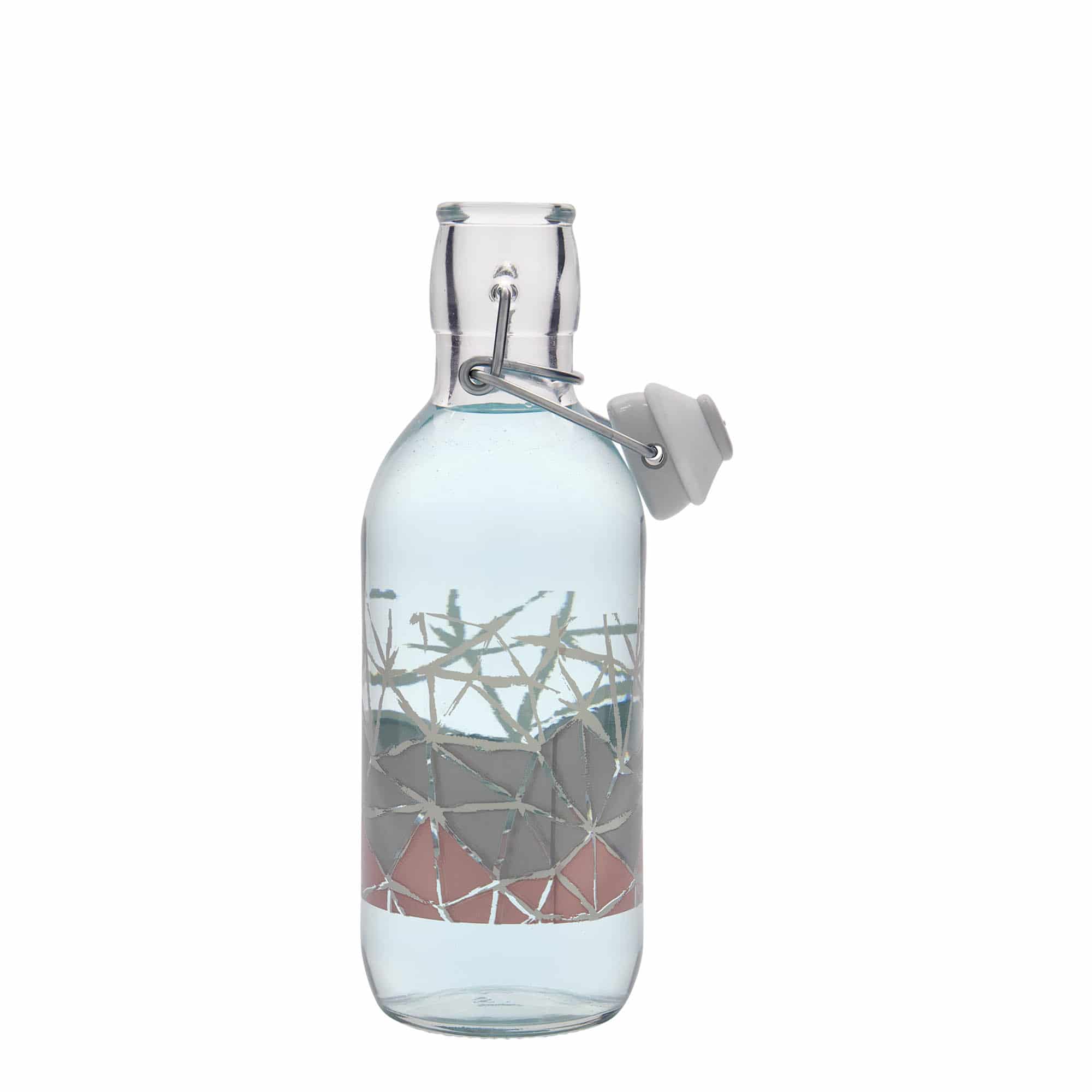 500 ml Glasflasche Emilia bedruckt „Manolibera rosa“, Mündung: Bügelverschluss