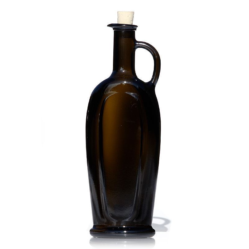 500 ml Glasflasche „Eleganta“, oval, antikgrün, Mündung: Kork