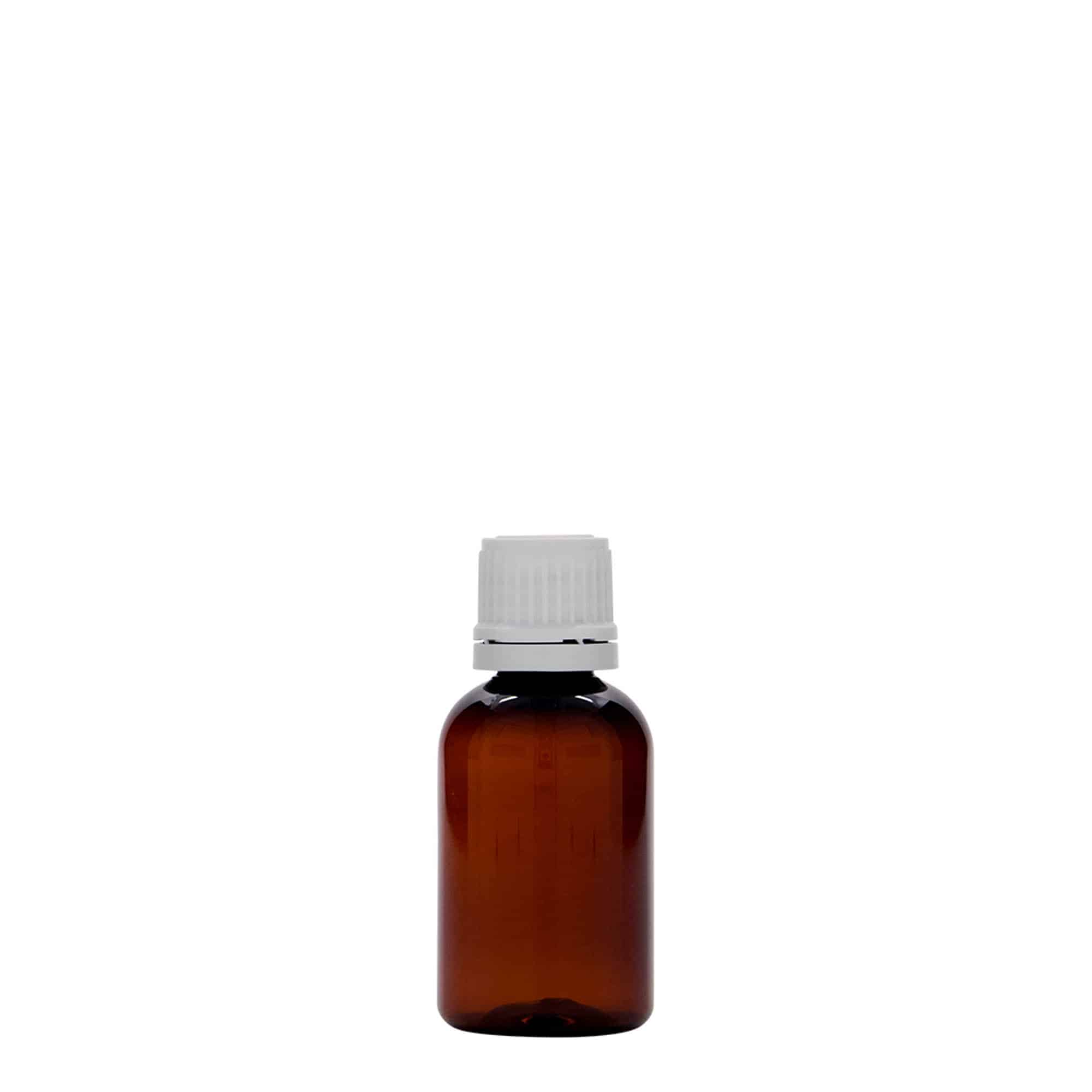 30 ml PET-Medizinflasche „Easy Living“, braun, Kunststoff, Mündung: DIN 18