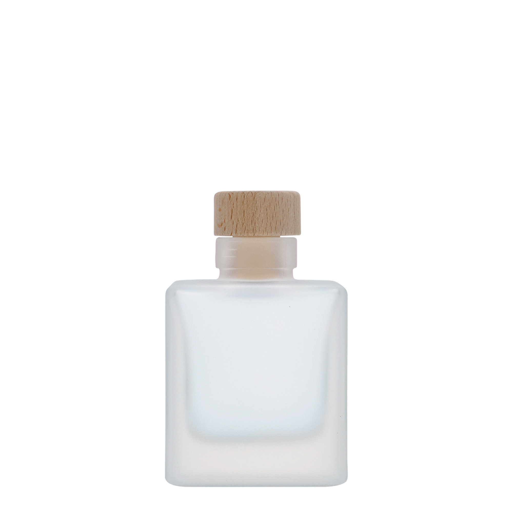 100 ml Glasflasche 'Cube', quadratisch, geeist, Mündung: Kork 100 ml Glasflasche 'Cube', quadratisch, geeist, Mündung: Kork