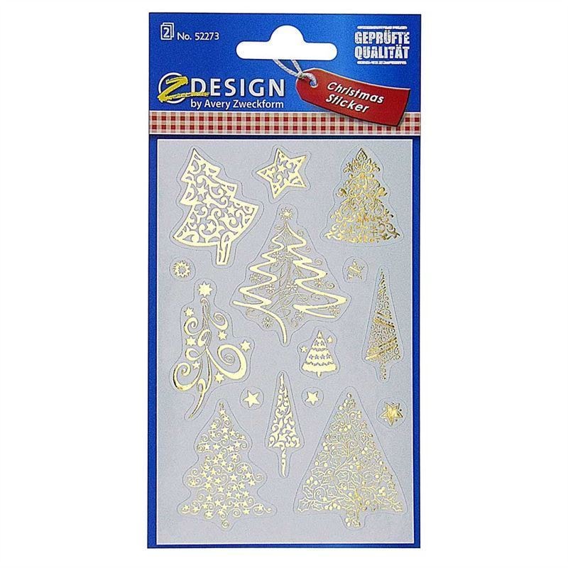 Zweckform Sticker „Weihnachtsbäume“, Papier, gold
