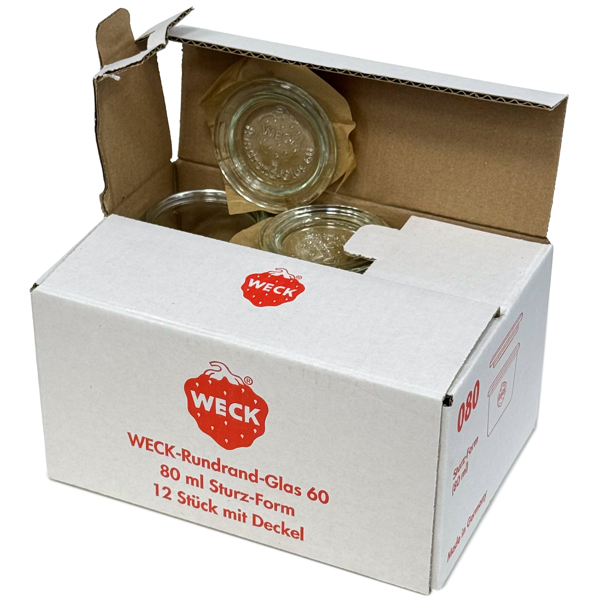 12x 80 ml WECK-Sturzglas mit Glasdeckel RR 60