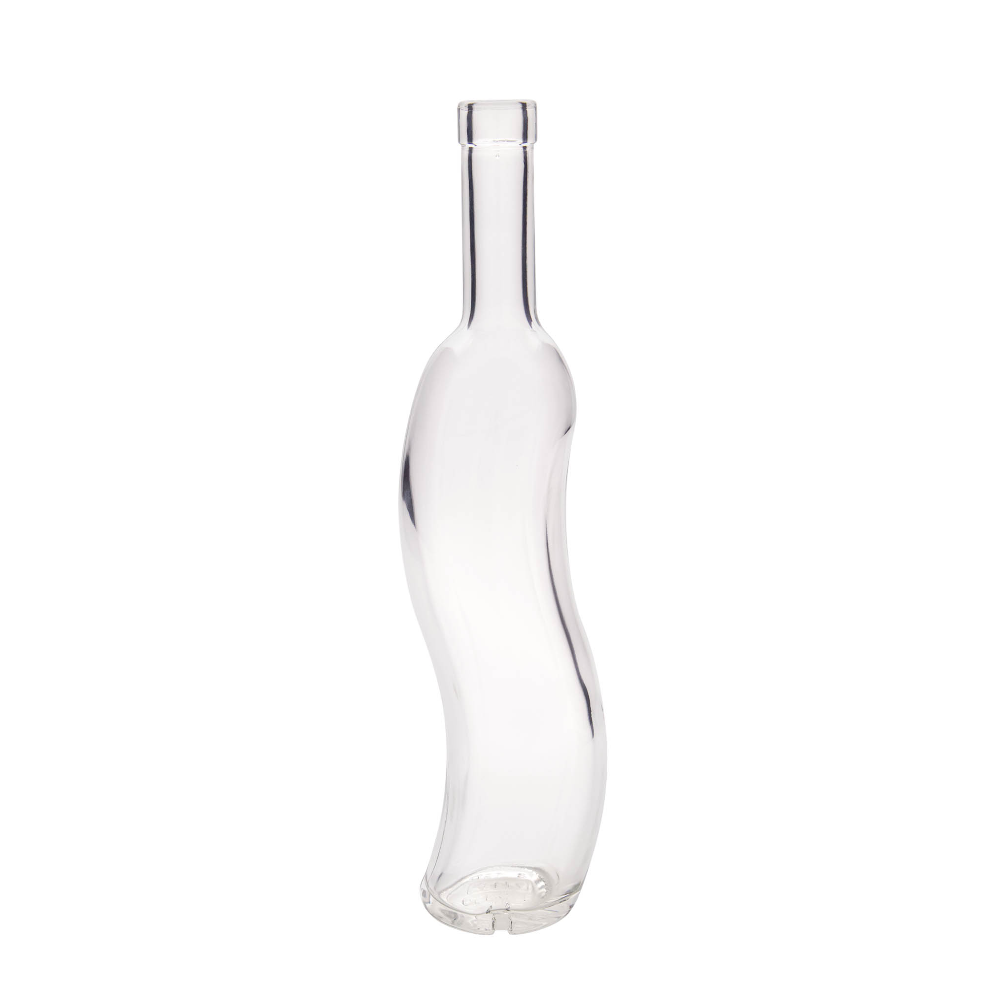 500 ml Glasflasche 'La-Ola', halbrund, Mündung: Kork 500 ml Glasflasche 'La-Ola', halbrund, Mündung: Kork