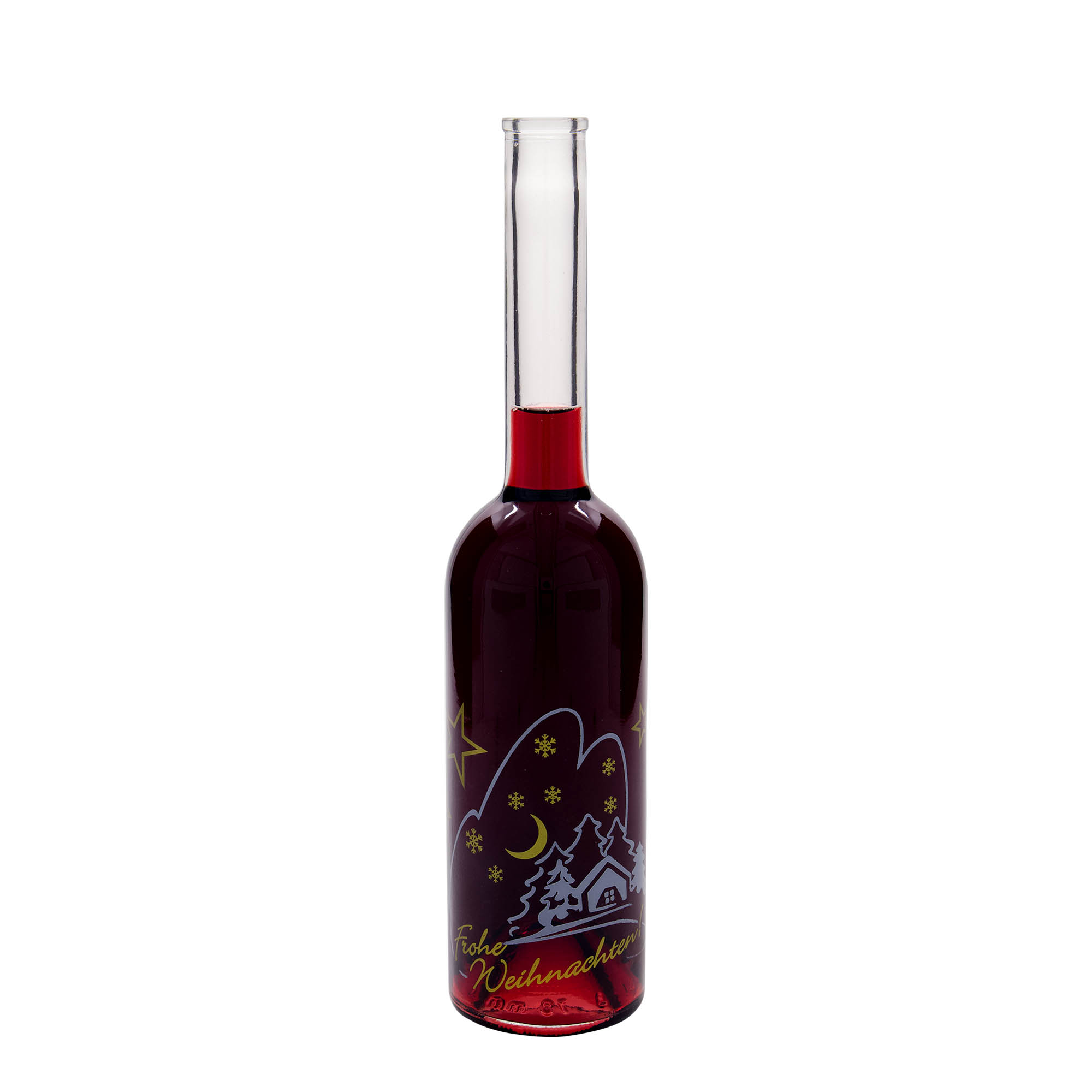 500 ml Glasflasche „Opera“, Motiv: Weihnachtsidylle, Mündung: Kork