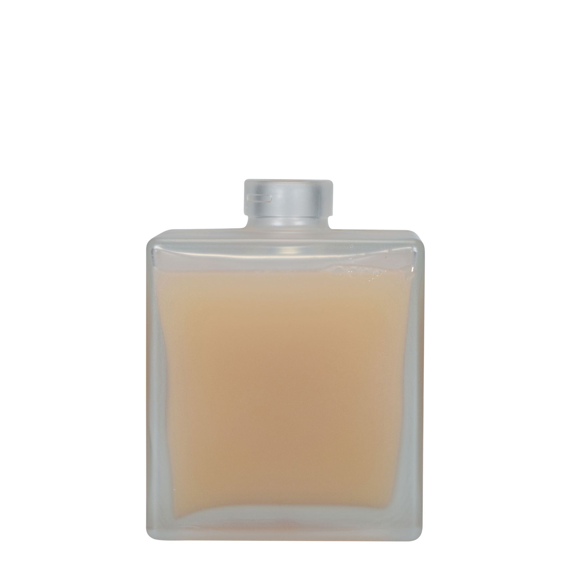 500 ml Glasflasche „Cube“, quadratisch, geeist, Mündung: Kork