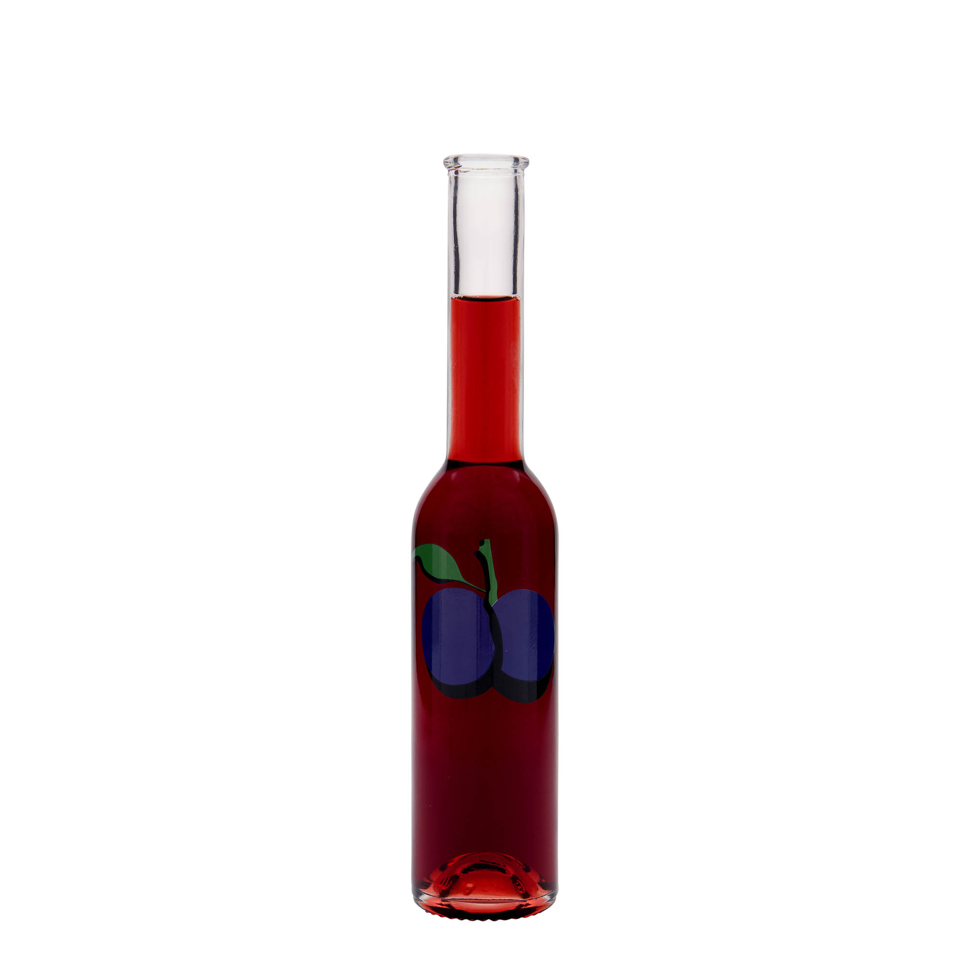 200 ml Glasflasche 'Opera', Motiv: Pflaume, Mündung: Kork