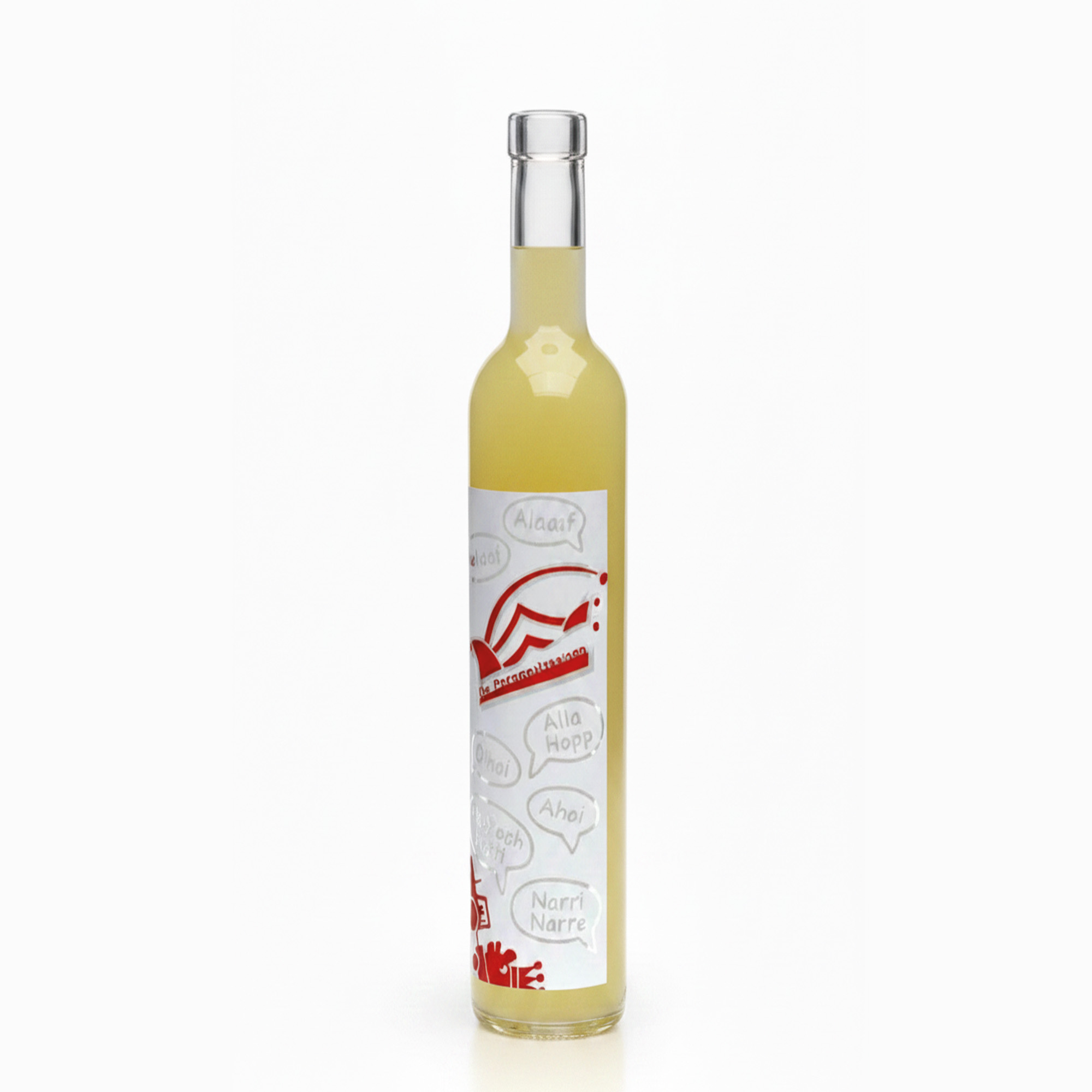 500 ml Glasflasche Maximo bedruckt 'Karneval', Mündung: Kork 500 ml Glasflasche Maximo bedruckt 'Karneval', Mündung: Kork