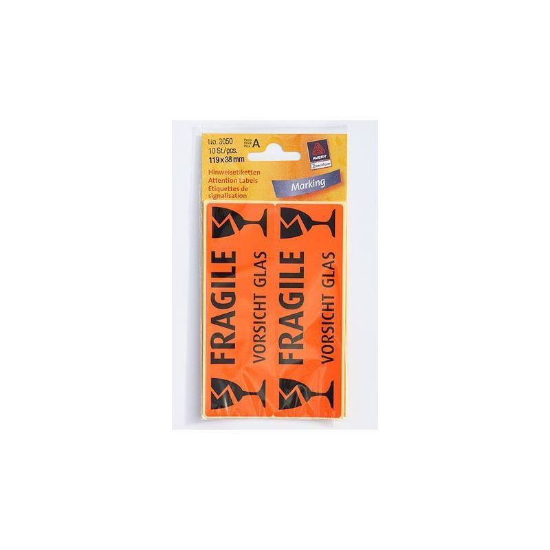 Zweckform Sticker 'Vorsicht Glas', Papier, schwarz-orange Zweckform Sticker 'Vorsicht Glas', Papier, schwarz-orange
