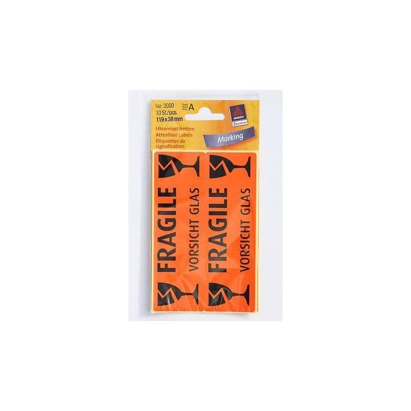 Zweckform Sticker „Vorsicht Glas“, Papier, schwarz-orange
