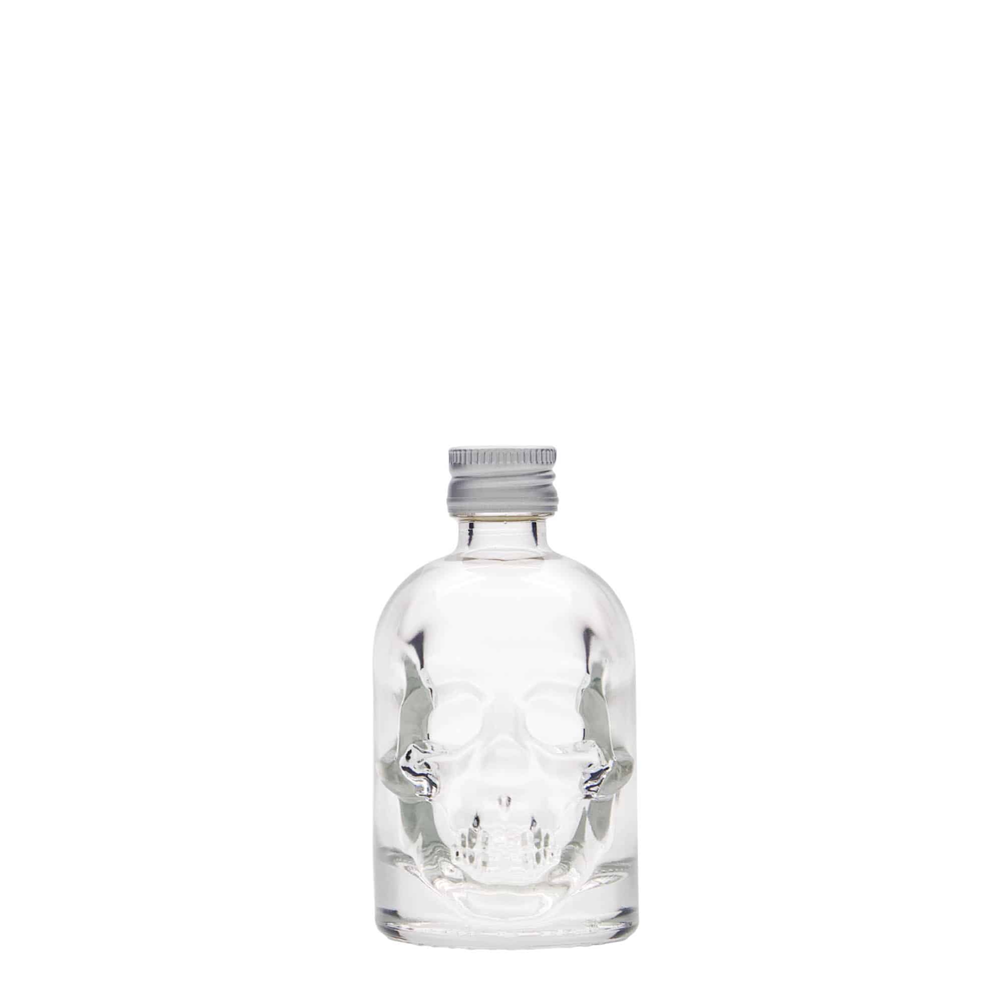 50 ml Glasflasche 'Totenkopf', Mündung: PP 18 50 ml Glasflasche 'Totenkopf', Mündung: PP 18