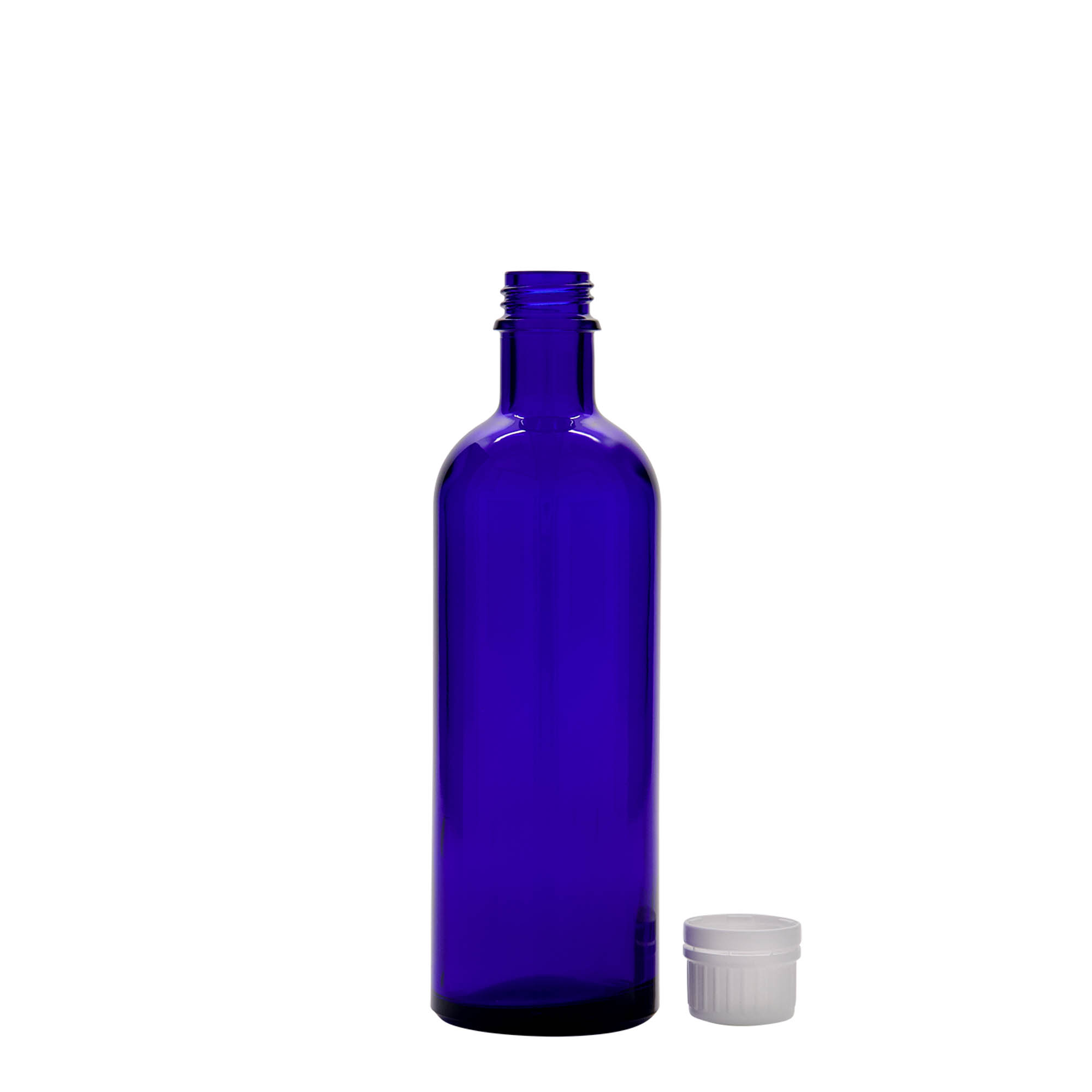 200 ml Medizinflasche, Glas, royalblau, Mündung: DIN 22