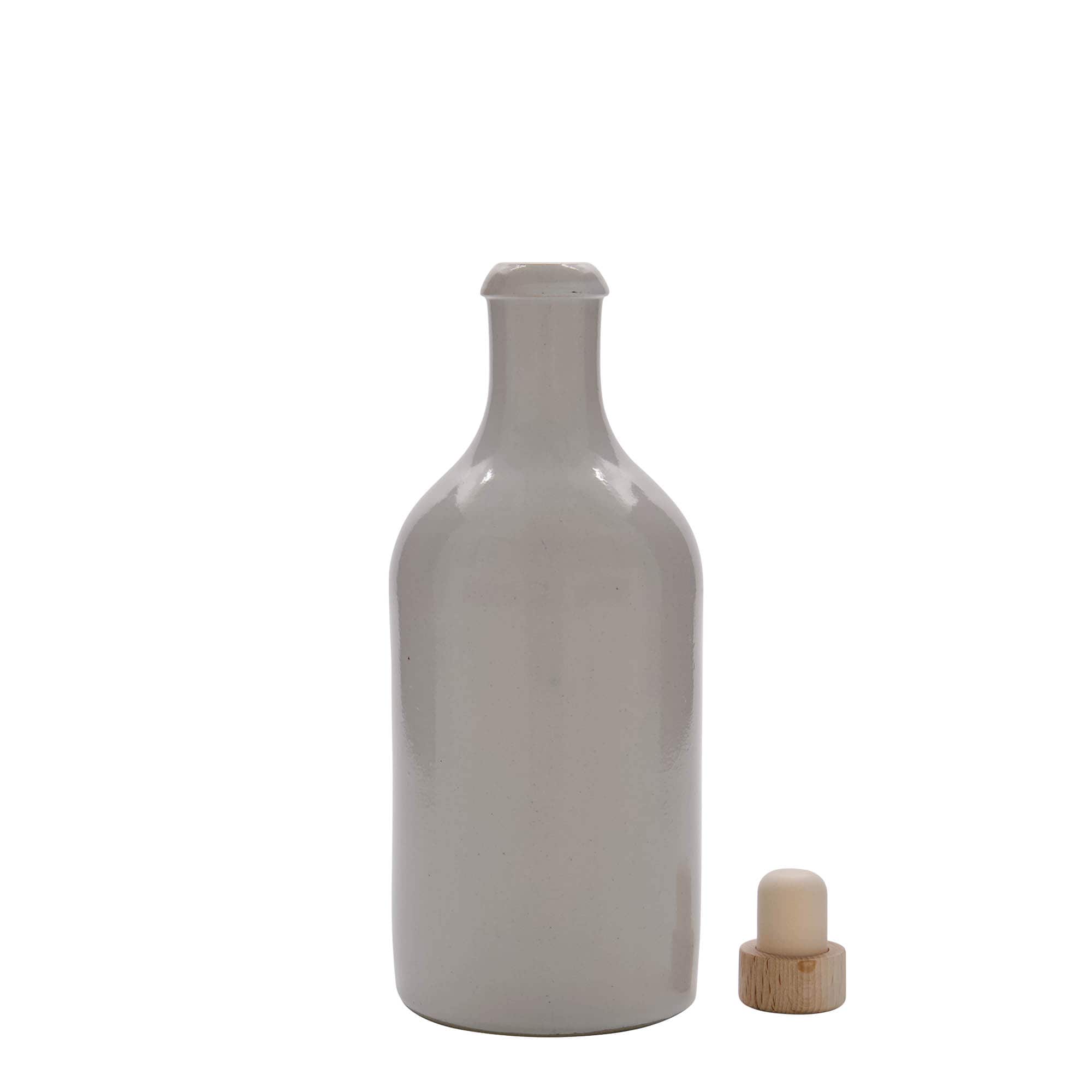 500 ml Tonkrug, Steinzeug, weiß, Mündung: Kork