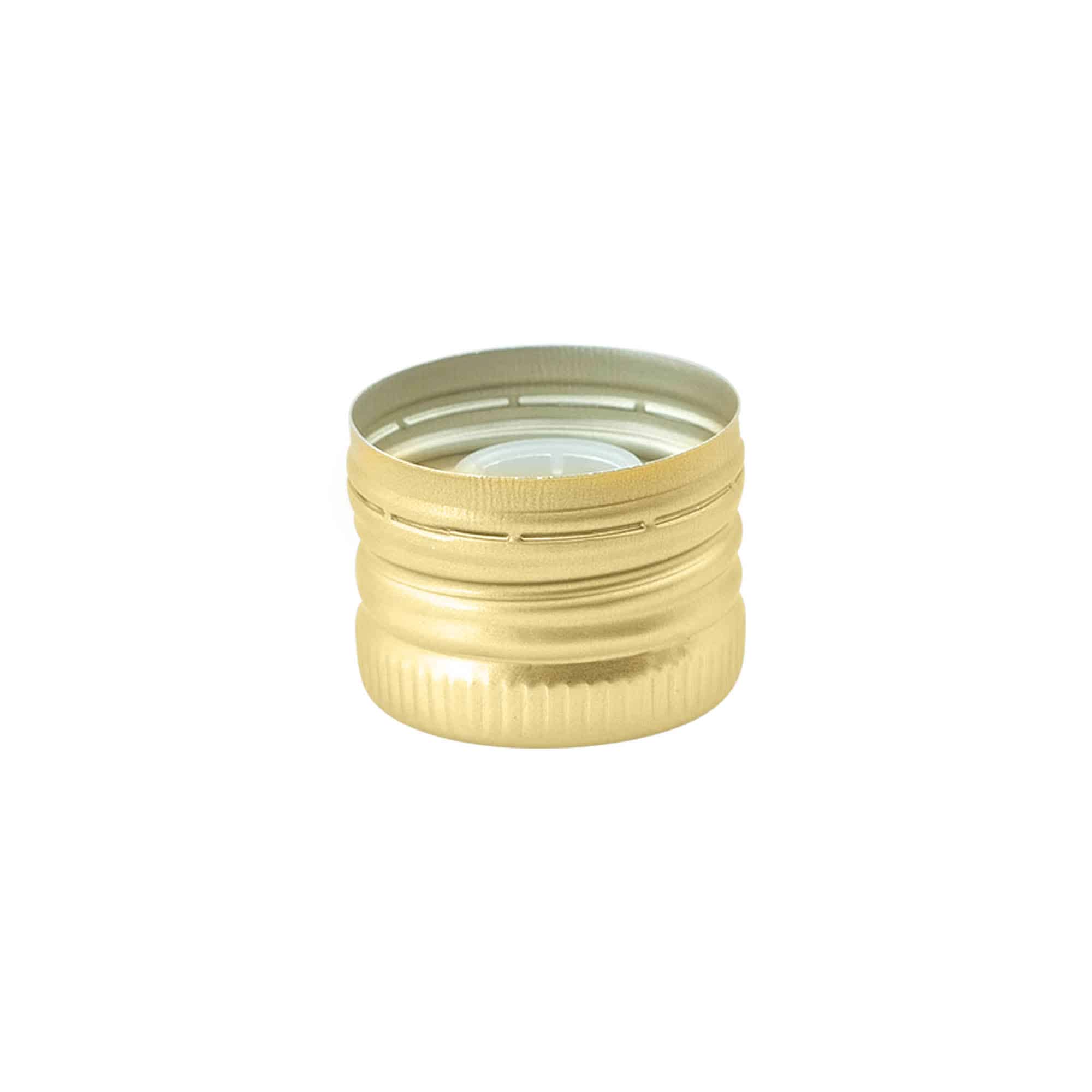Schraubverschluss mit Ausgießereinsatz, Metall-Kunststoff, gold, für Mündung: PP 31,5 Schraubverschluss mit Ausgießereinsatz, Metall-Kunststoff, gold, für Mündung: PP 31,5