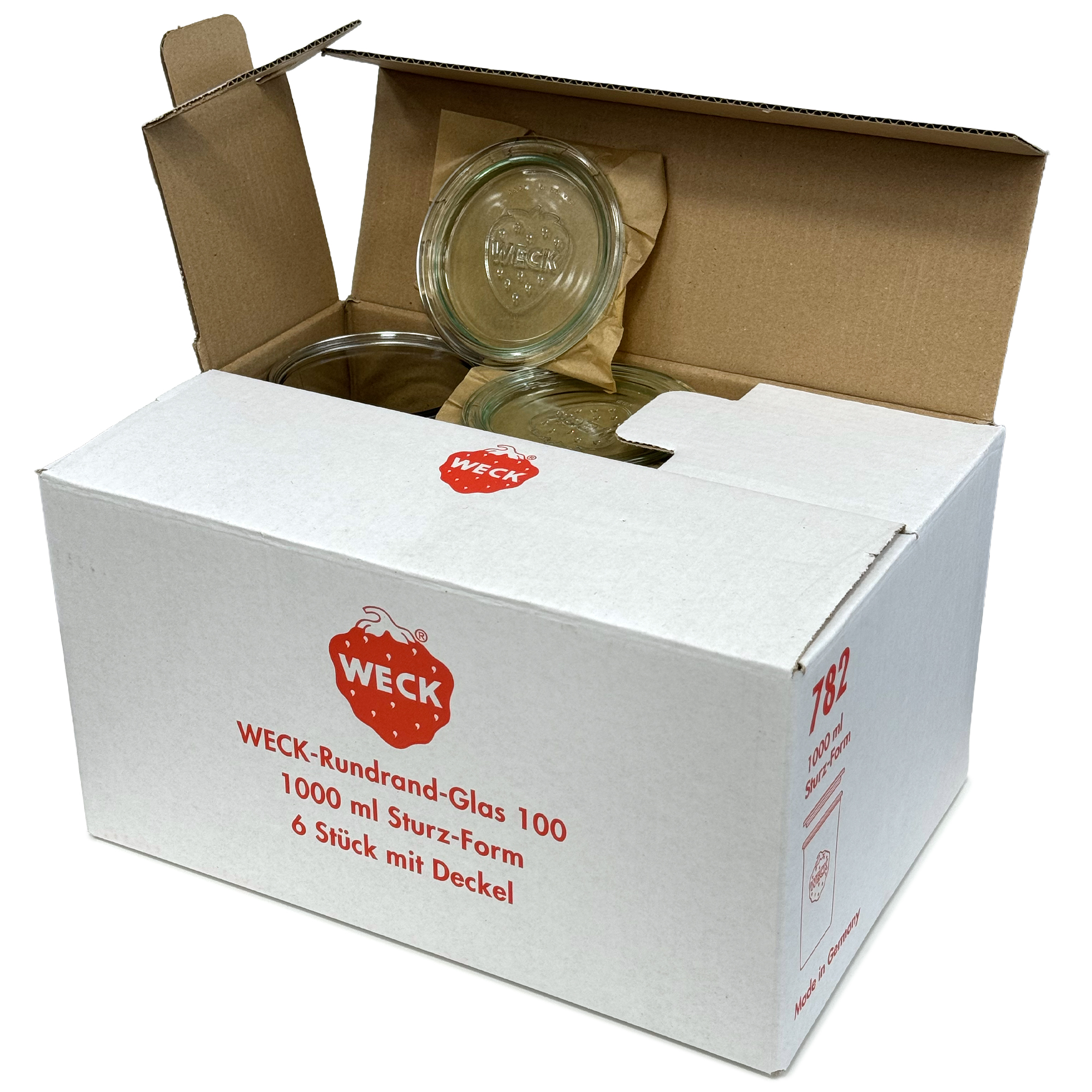 6x 1000 ml WECK-Sturzglas mit Glasdeckel RR 100