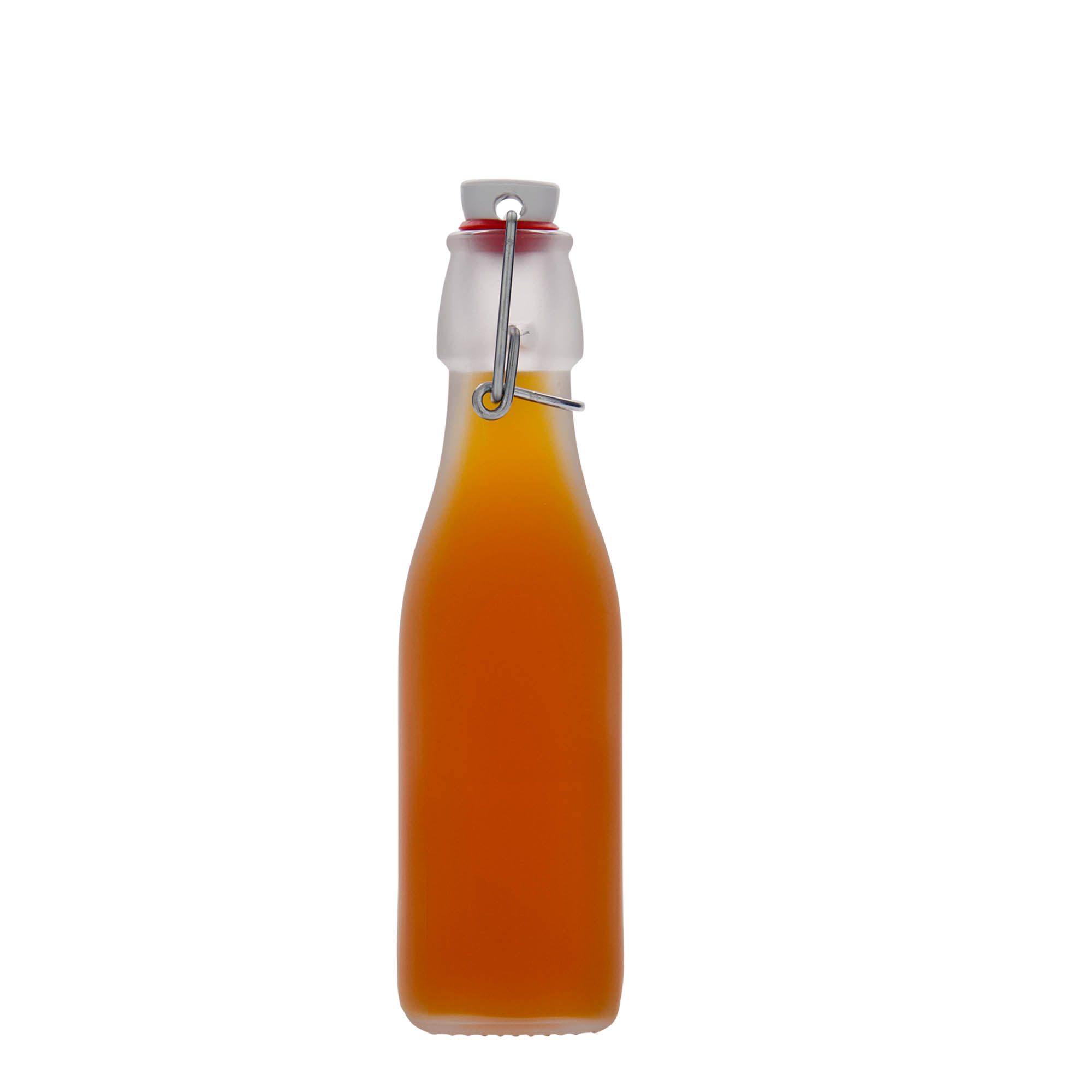 250 ml Glasflasche „Swing“ quadratisch, weiß, Mündung: Bügelverschluss