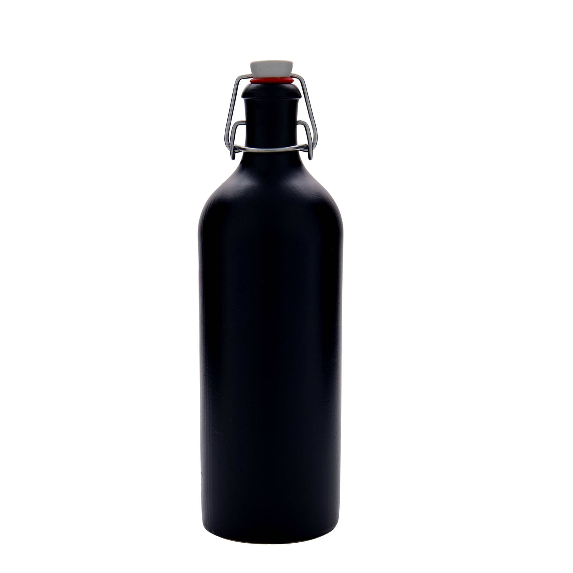 750 ml Tonkrug, Steinzeug, schwarz, Mündung: Bügelverschluss