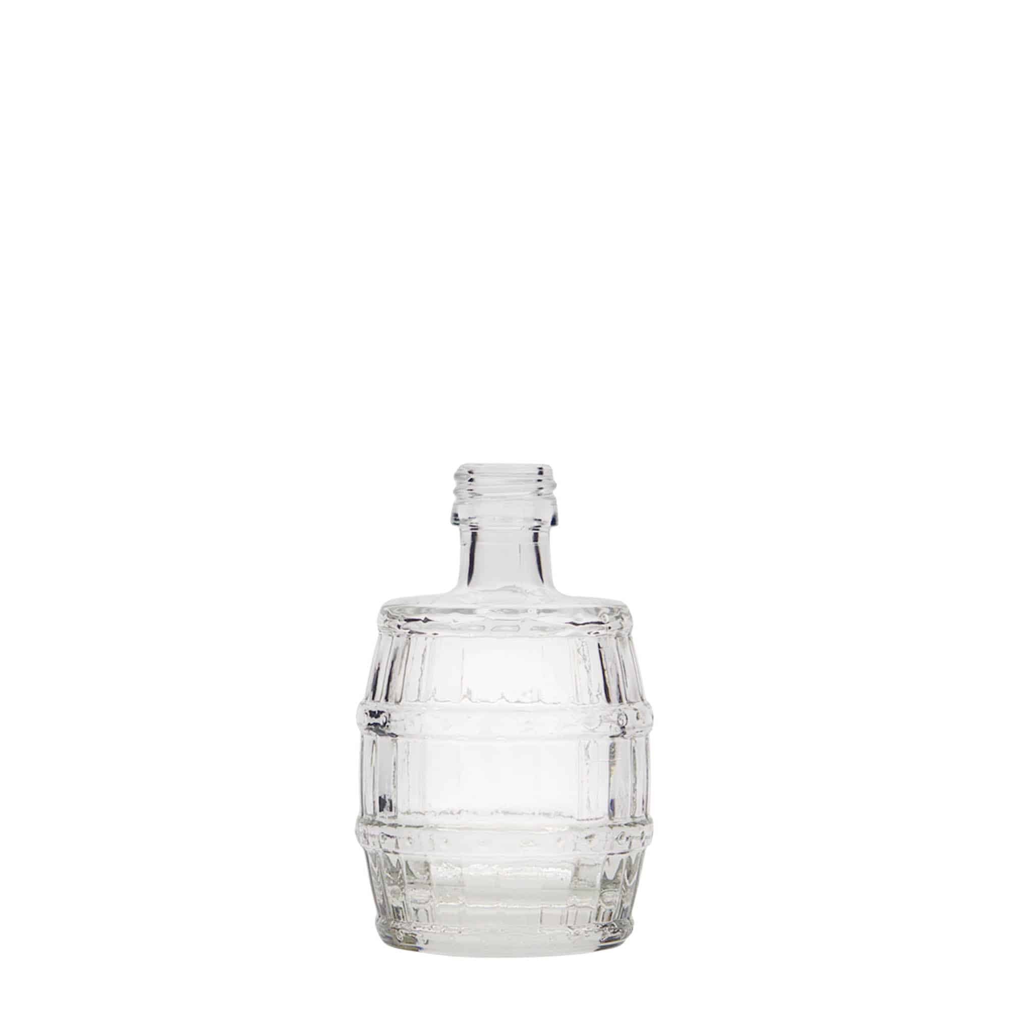 50 ml Glasflasche 'Fass', Mündung: PP 18 50 ml Glasflasche 'Fass', Mündung: PP 18