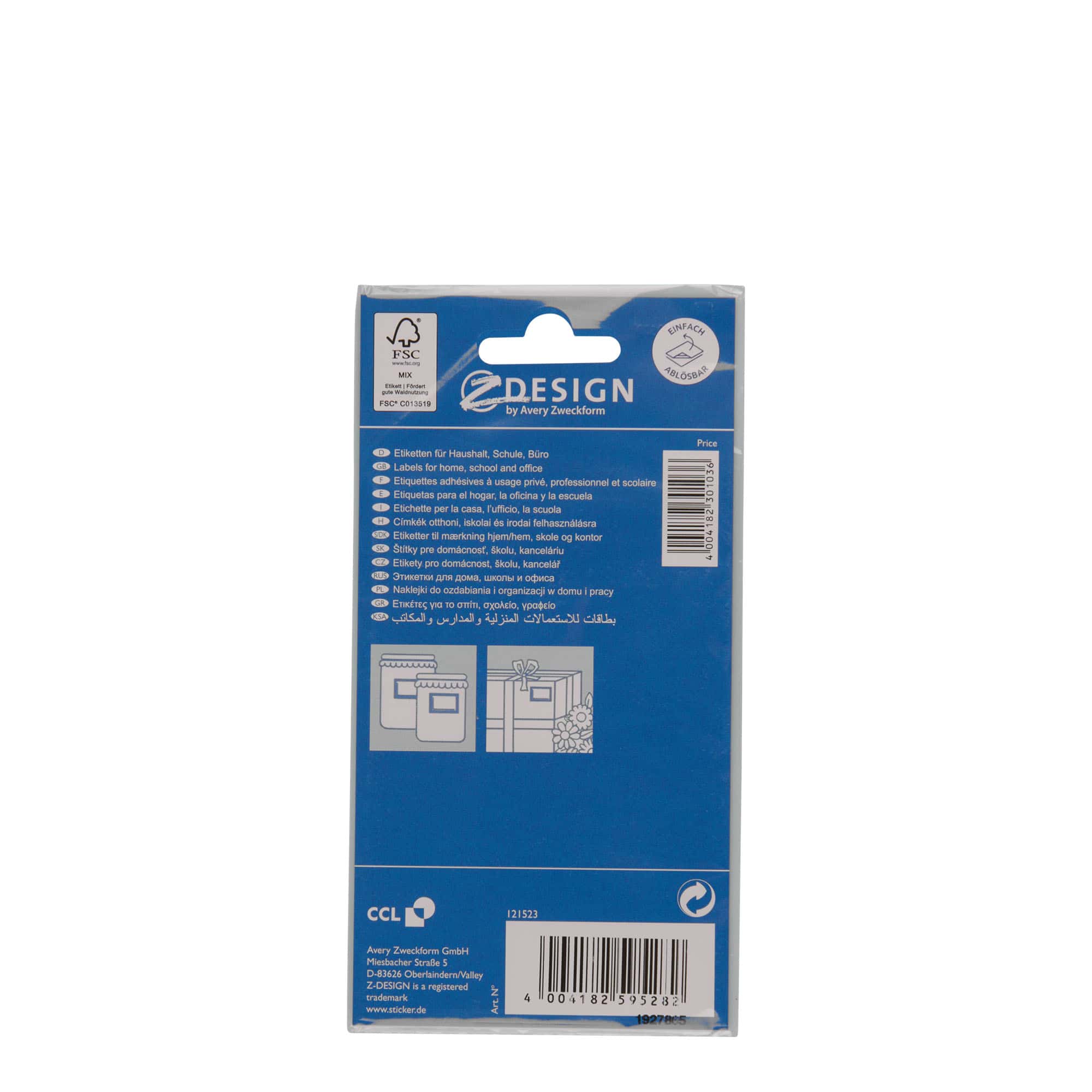 Zweckform Etiketten „Blauer Rahmen“, rechteckig, Papier, weiß-blau