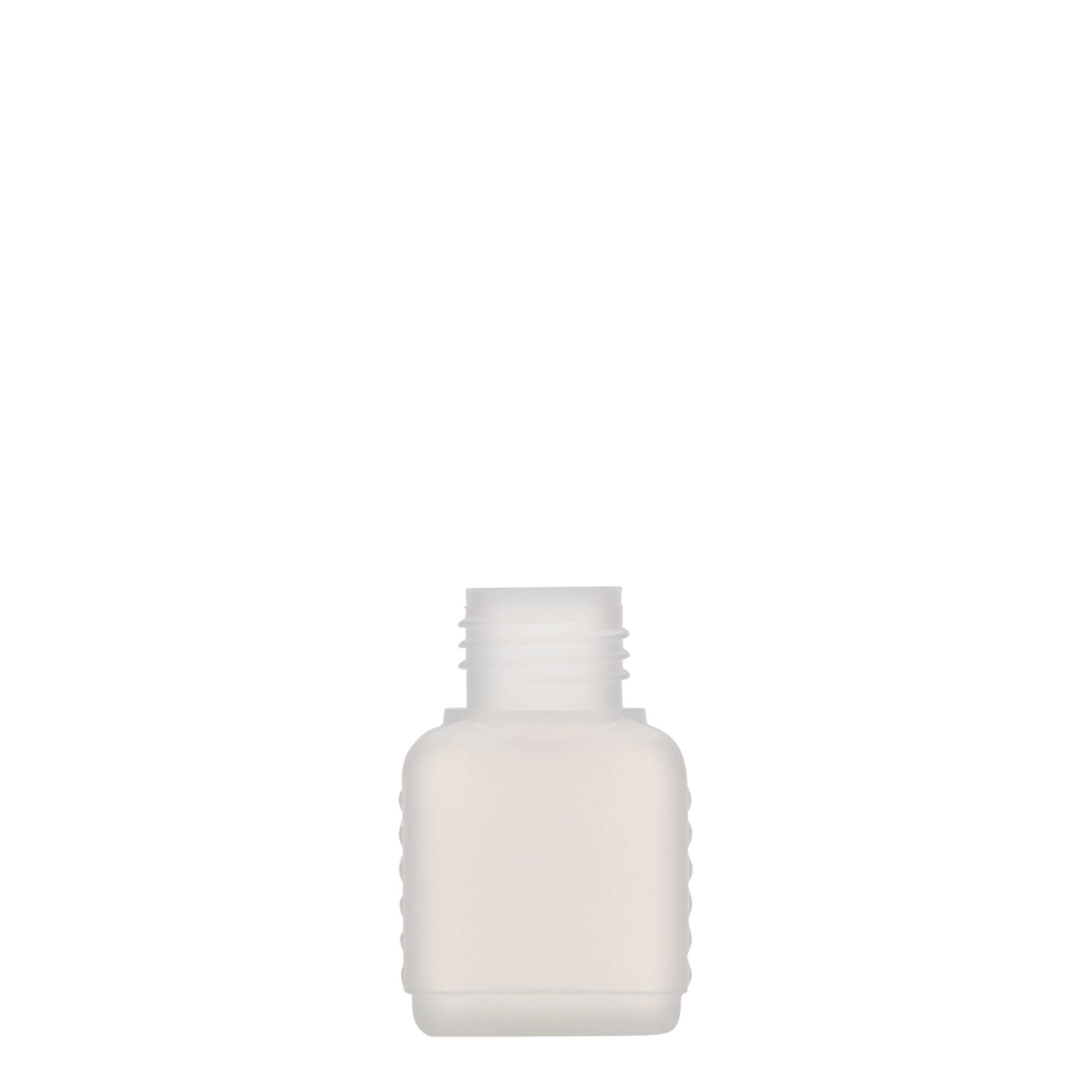 50 ml Kanisterflasche, rechteckig, HDPE-Kunststoff, natur, Mündung: DIN 25 50 ml Kanisterflasche, rechteckig, HDPE-Kunststoff, natur, Mündung: DIN 25