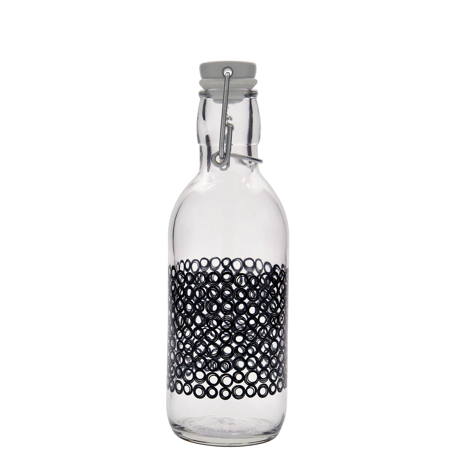 500 ml Glasflasche 'Emilia', Motiv: Circola nero, Mündung: Bügelverschluss 500 ml Glasflasche 'Emilia', Motiv: Circola nero, Mündung: Bügelverschluss