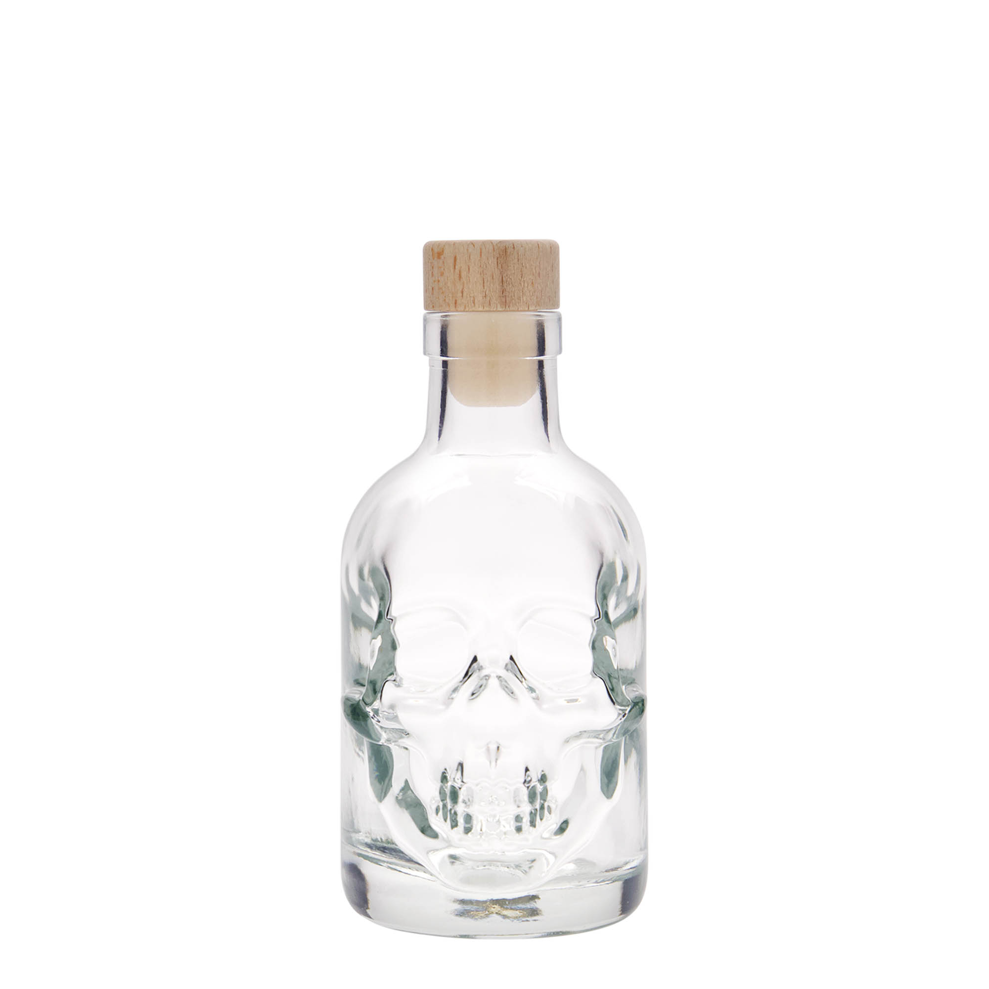 200 ml Glasflasche „Totenkopf“, Mündung: Kork