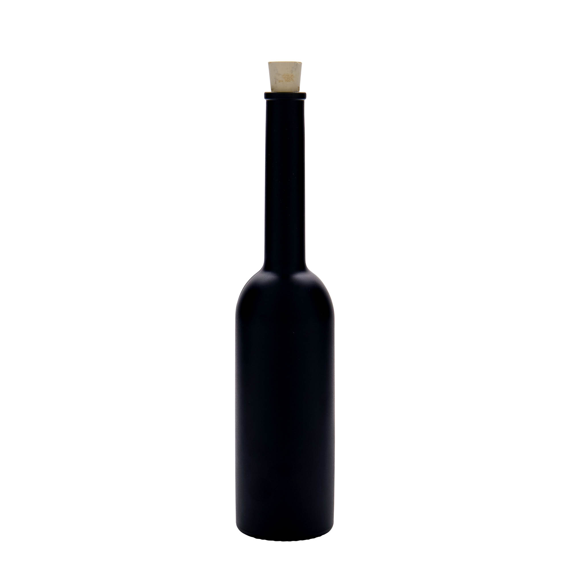 200 ml Glasflasche „Opera“, schwarz, Mündung: Kork