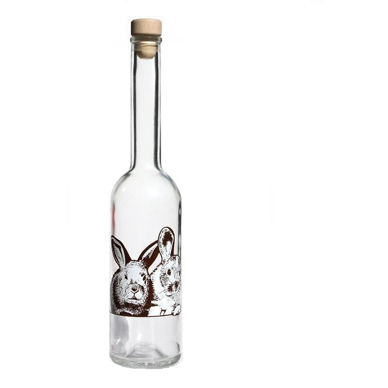 500 ml Glasflasche 'Opera', Motiv: Kaninchen, Mündung: Kork