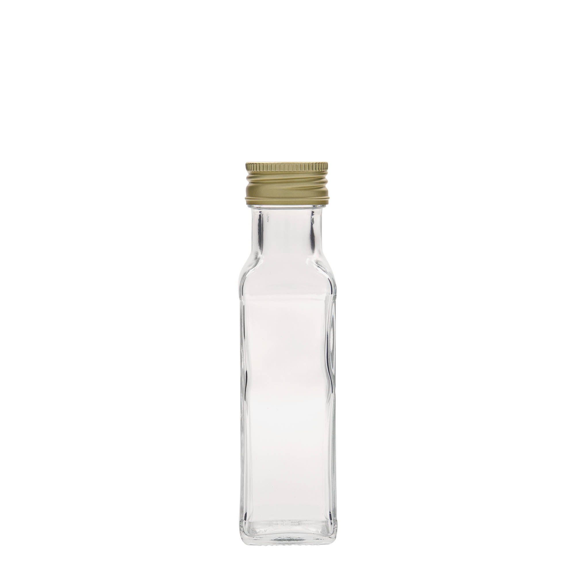 100 ml Glasflasche „Marasca“, quadratisch, Mündung: PP 31,5 100 ml Glasflasche „Marasca“, quadratisch, Mündung: PP 31,5