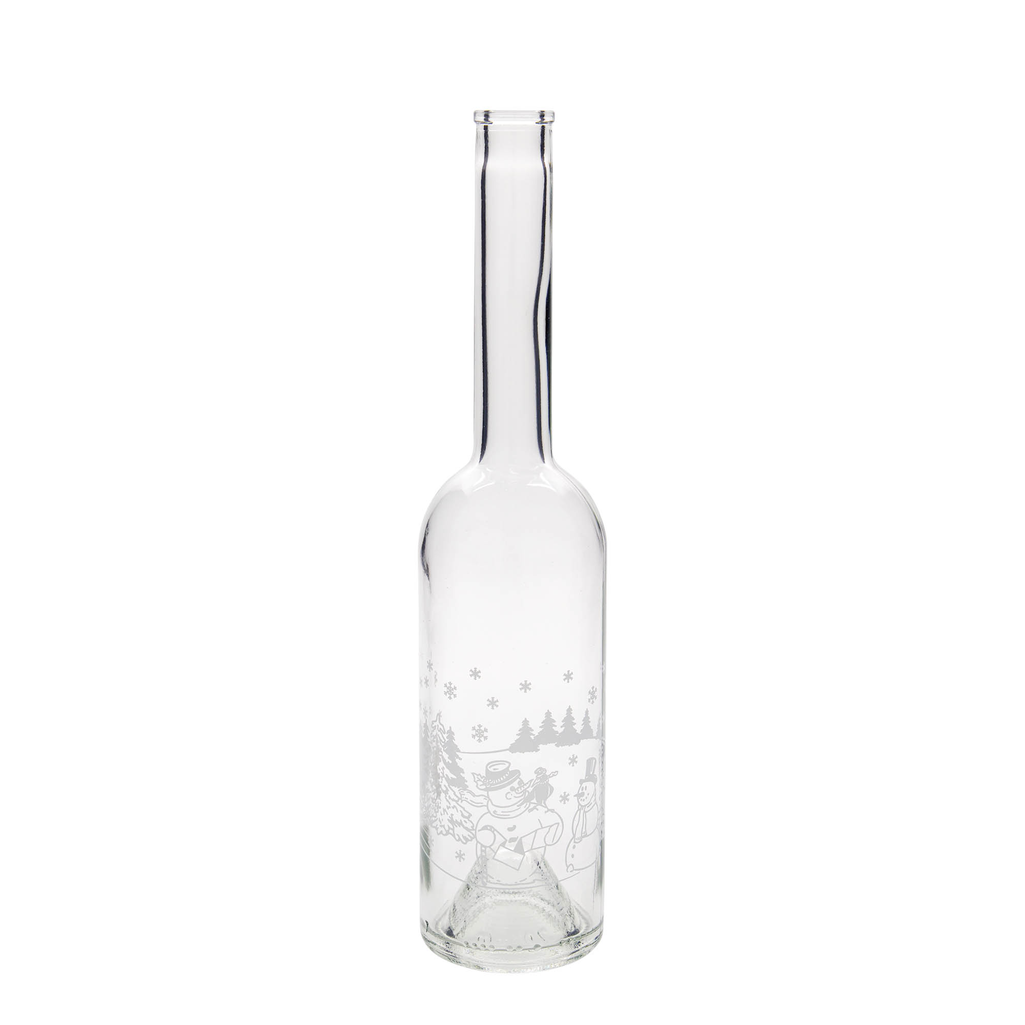 500 ml Glasflasche 'Opera', Motiv: Schneemannflasche, Mündung: Kork 500 ml Glasflasche 'Opera', Motiv: Schneemannflasche, Mündung: Kork