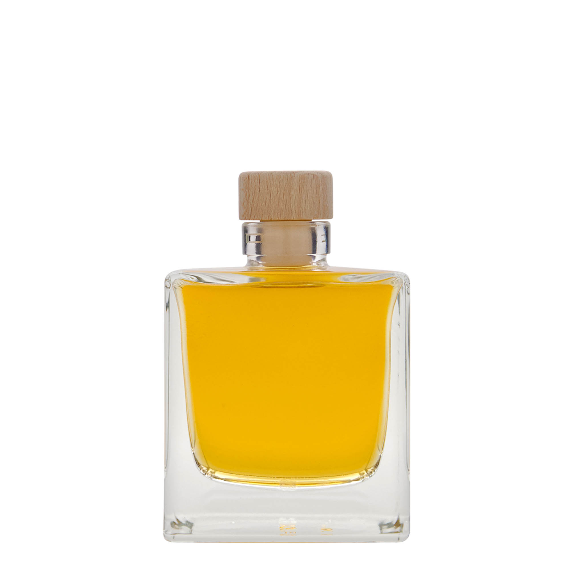 200 ml Glasflasche 'Cube', quadratisch, Mündung: Kork 200 ml Glasflasche 'Cube', quadratisch, Mündung: Kork