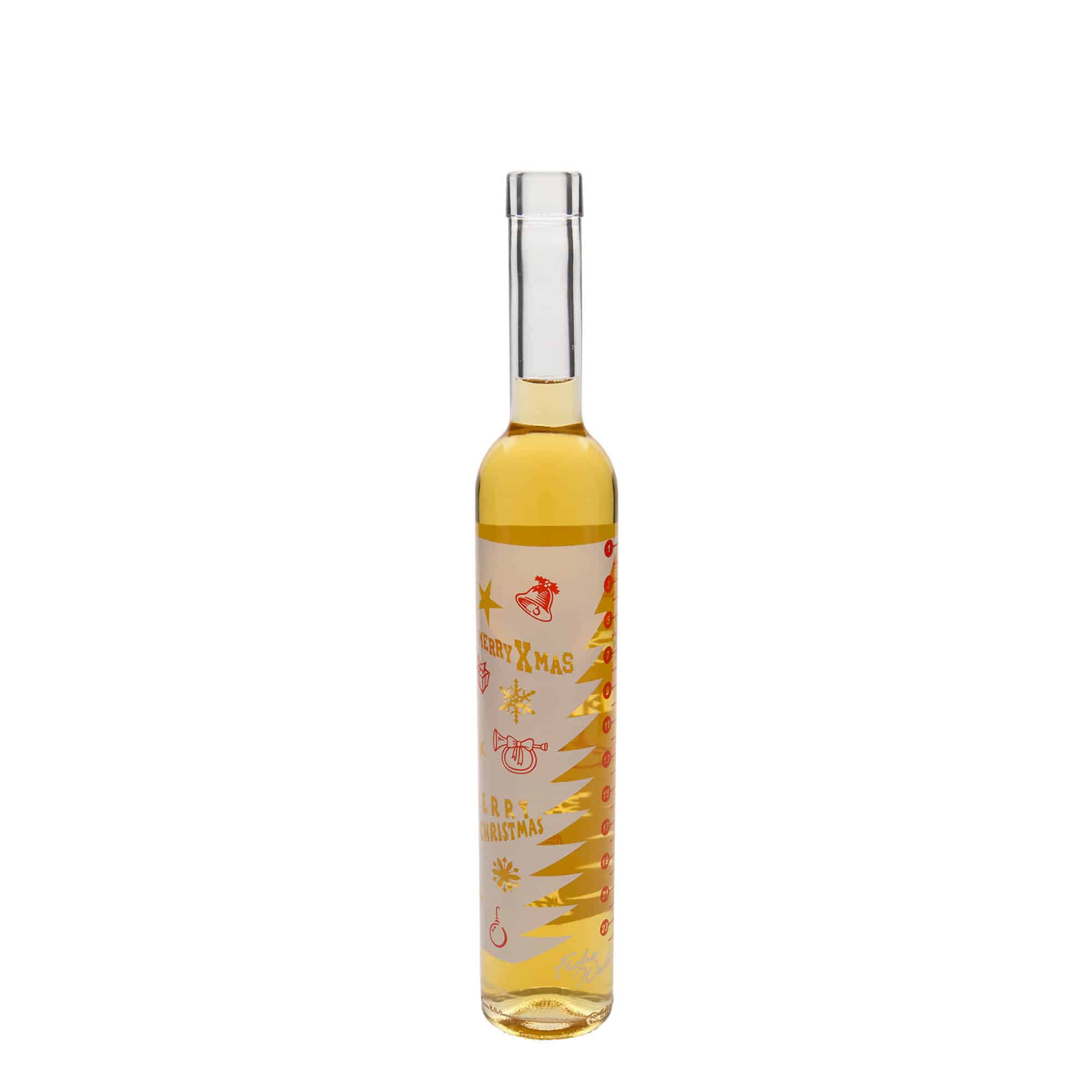 500 ml Glasflasche Maximo bedruckt „Adventskalender“, Mündung: Kork