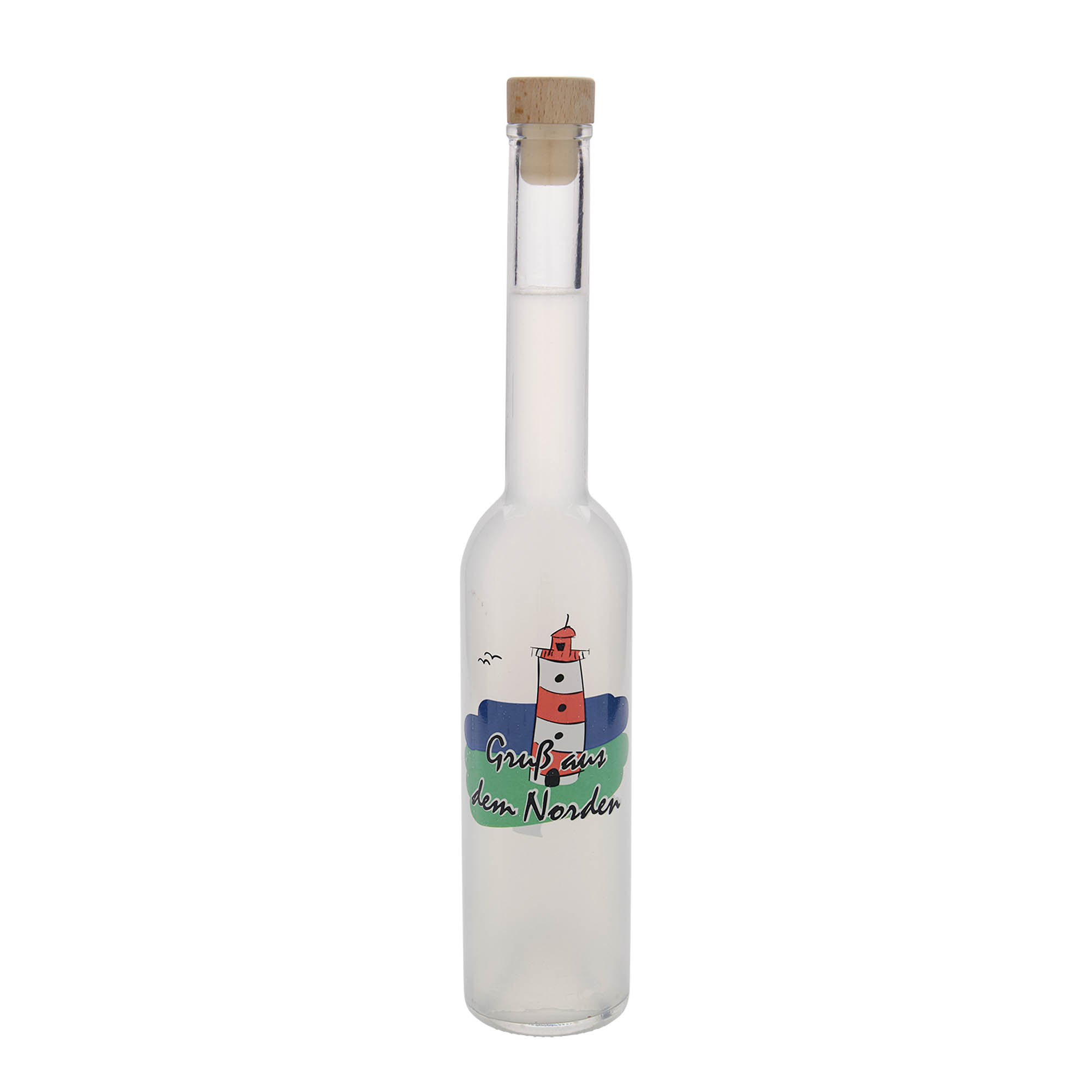 350 ml Glasflasche 'Opera', Motiv: Norden, Mündung: Kork