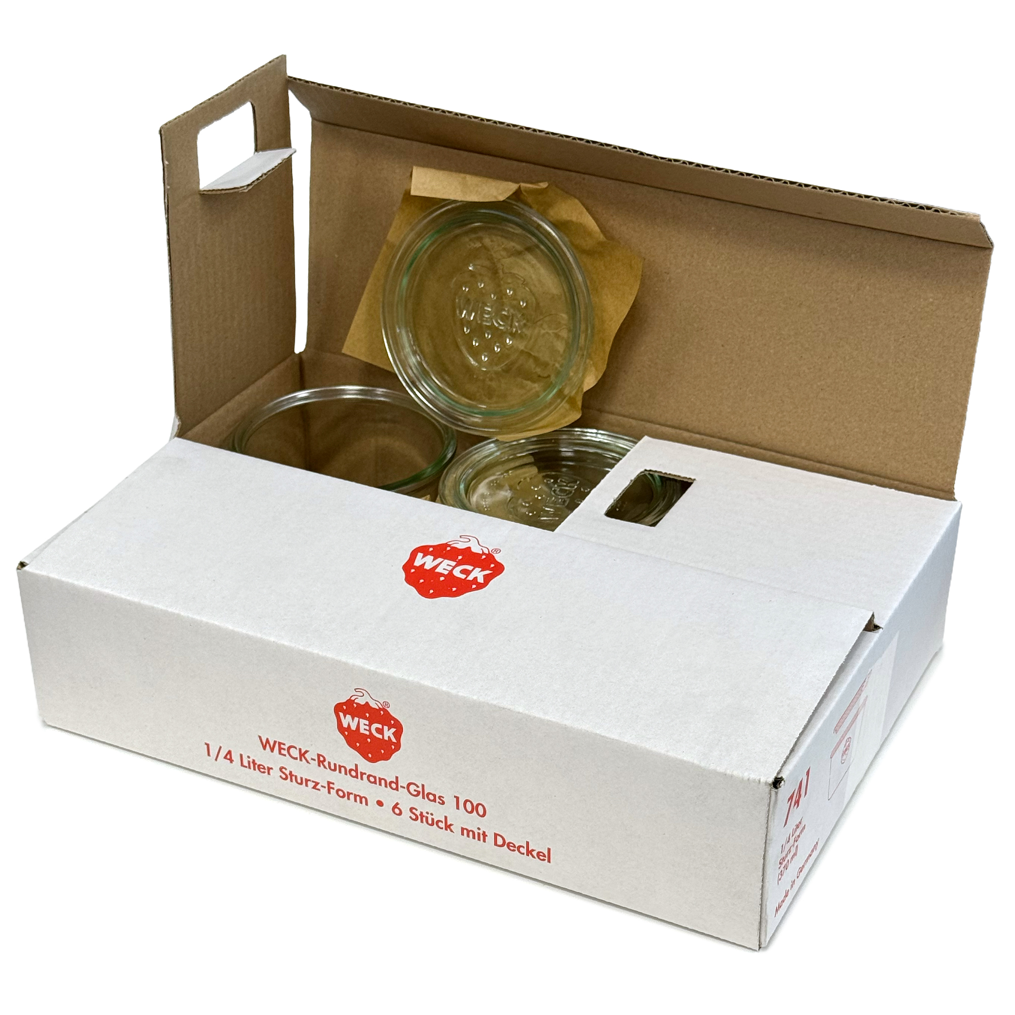 6x 370 ml WECK-Sturzglas mit Glasdeckel RR 100