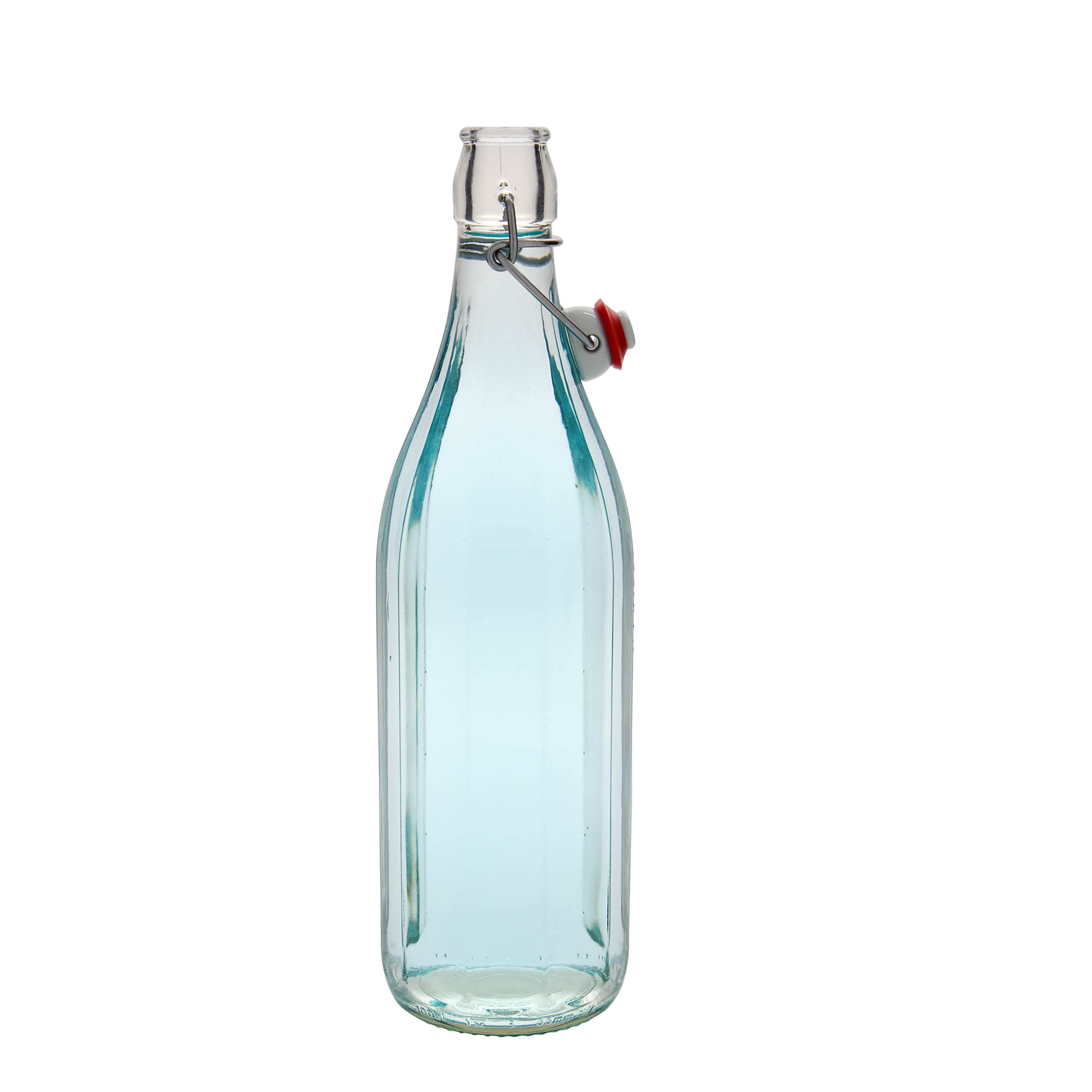 1.000 ml Glasflasche „Bravo“, zehneckig, Mündung: Bügelverschluss