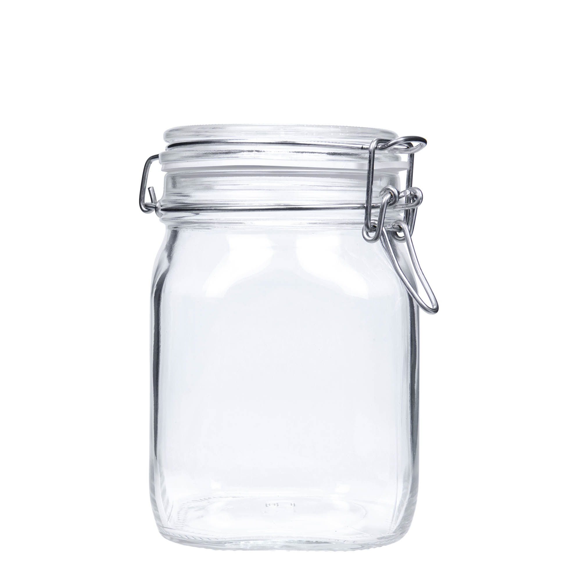 1.000 ml Drahtbügelglas „Fido“, quadratisch, Mündung: Drahtbügelverschluss 1.000 ml Drahtbügelglas „Fido“, quadratisch, Mündung: Drahtbügelverschluss