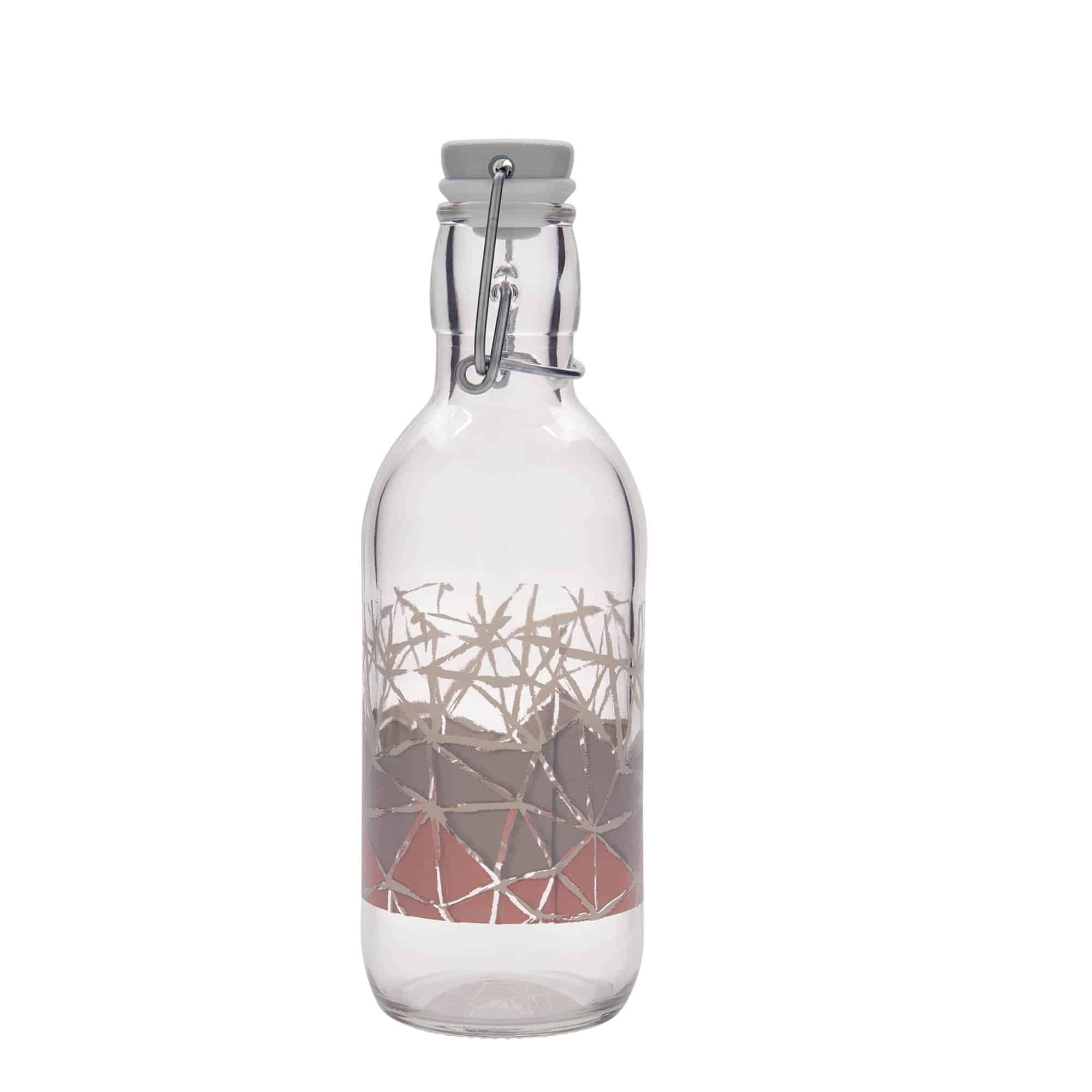 500 ml Glasflasche Emilia bedruckt „Manolibera rosa“, Mündung: Bügelverschluss