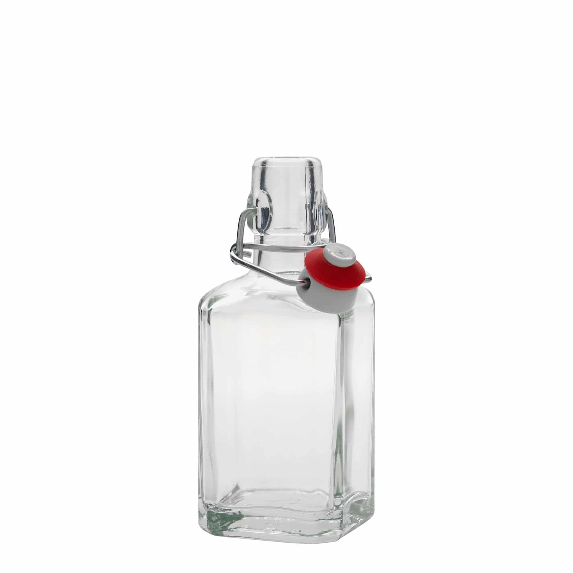 250 ml Glasflasche „Rialto“, quadratisch, Mündung: Bügelverschluss