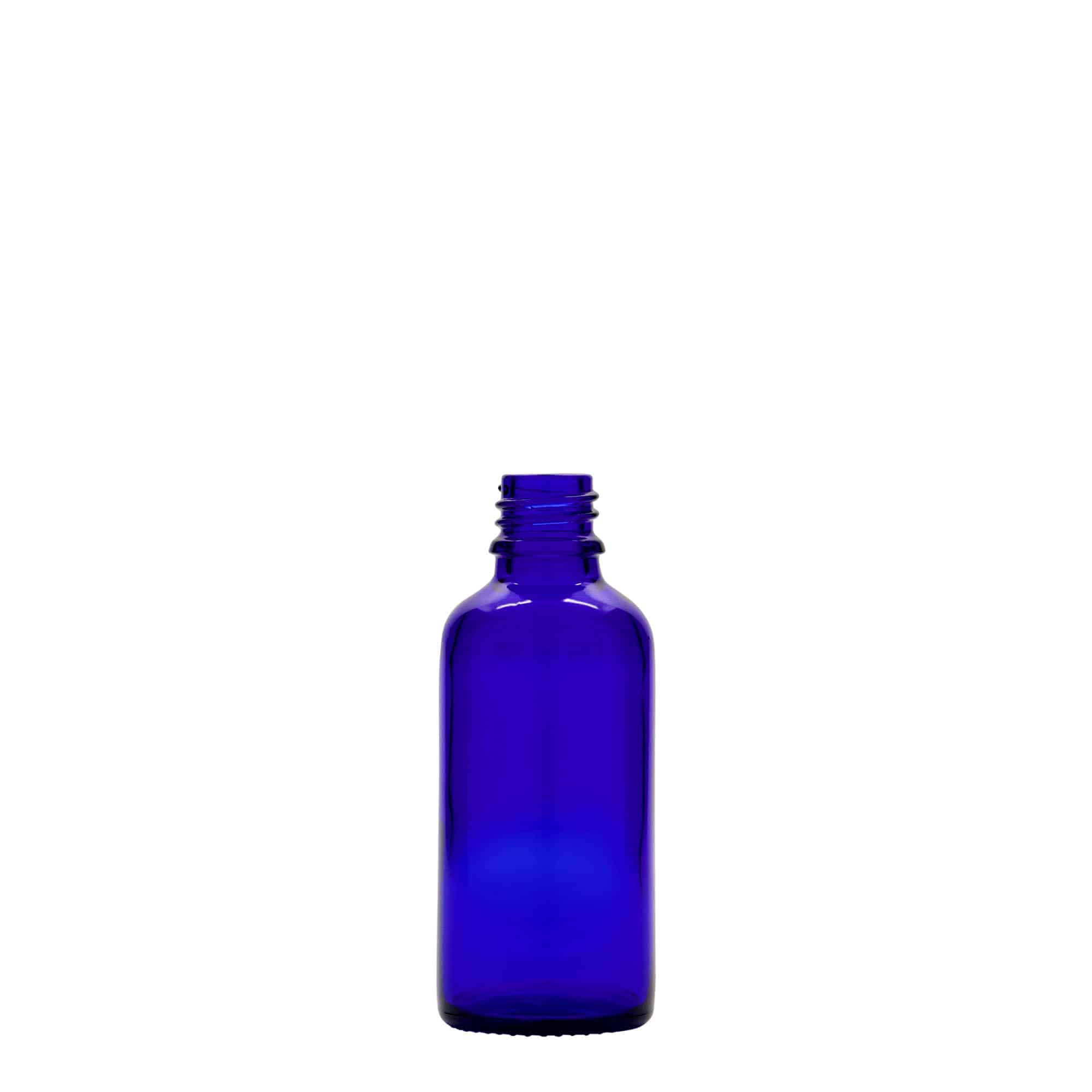 50 ml Medizinflasche, Glas, royalblau, Mündung: DIN 18