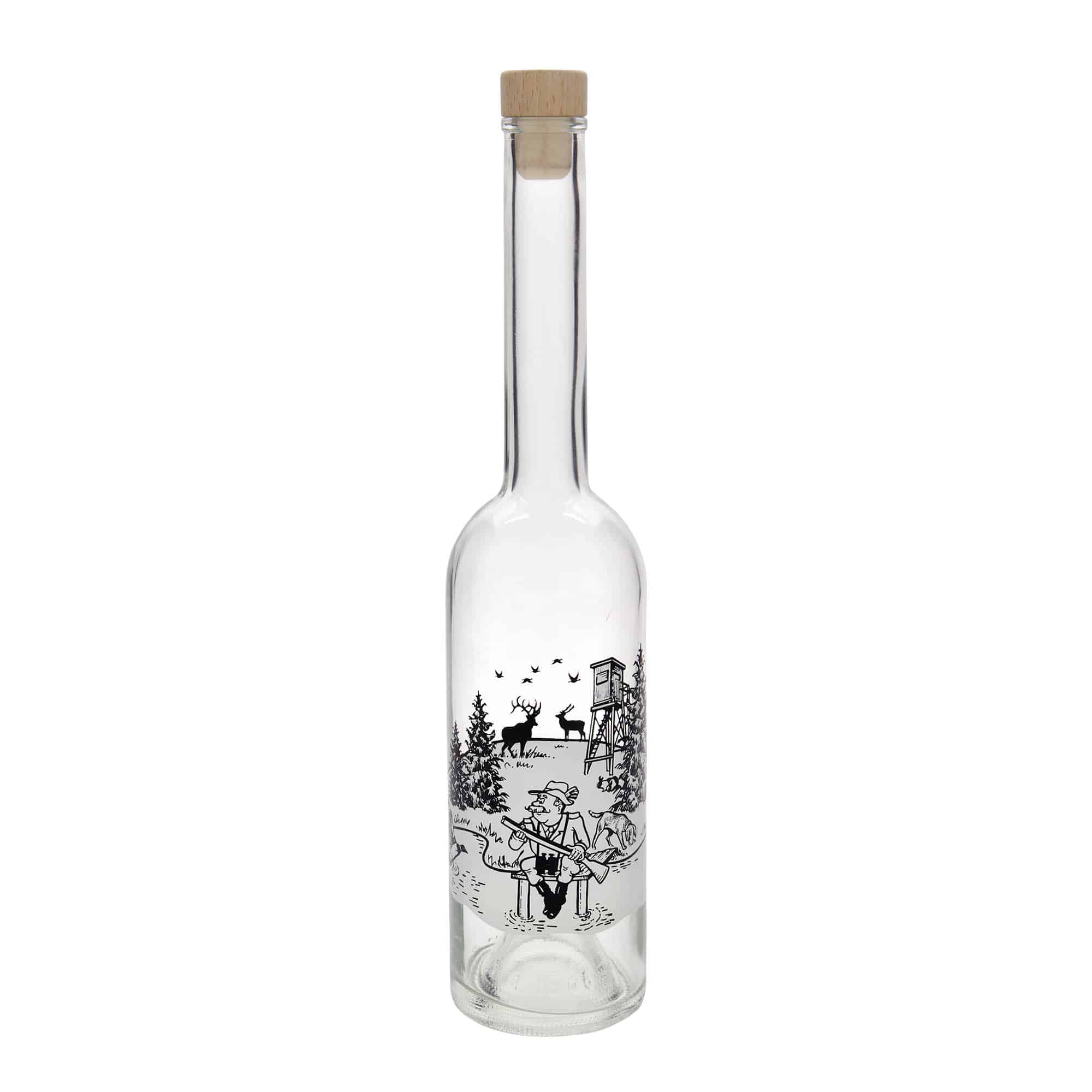 500 ml Glasflasche „Opera“, Motiv: Jäger, Mündung: Kork